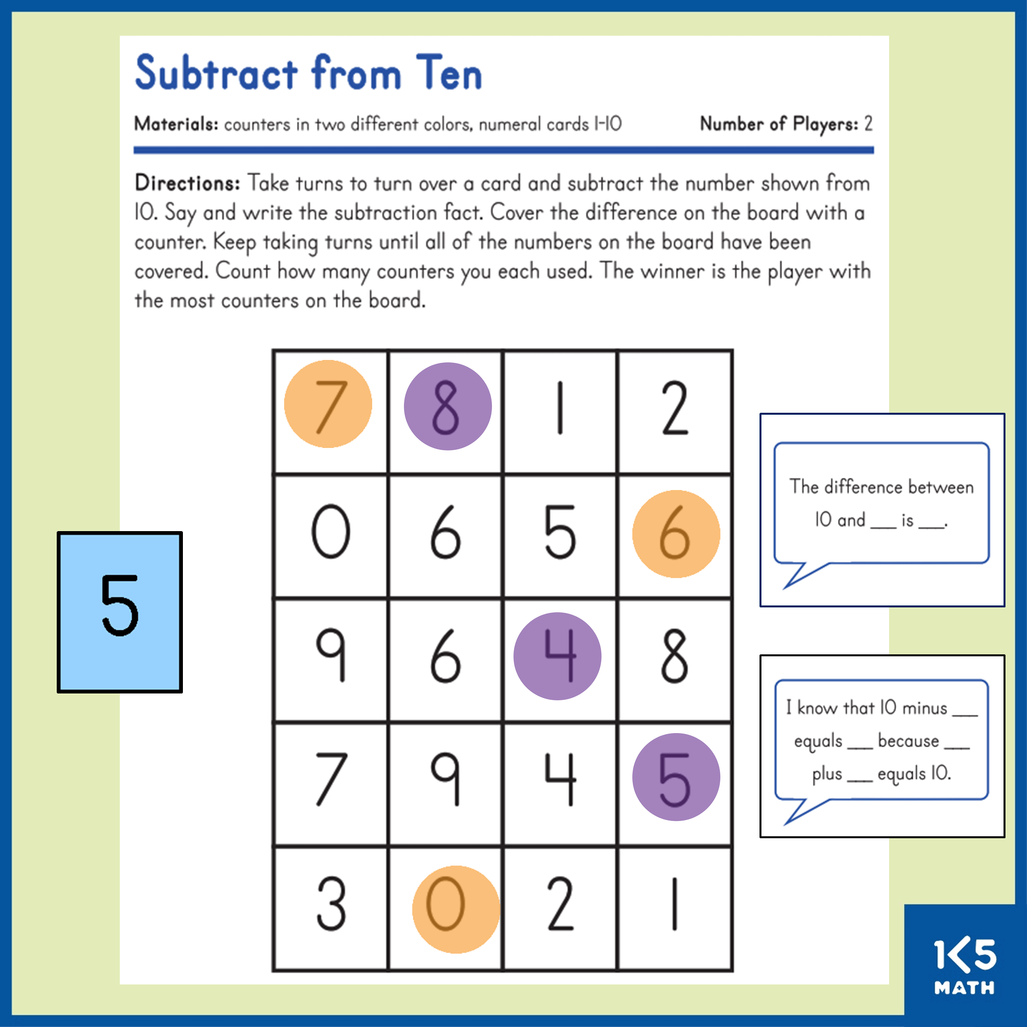Subtract from Ten