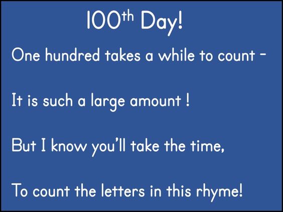 100th Day of School Rhyme
