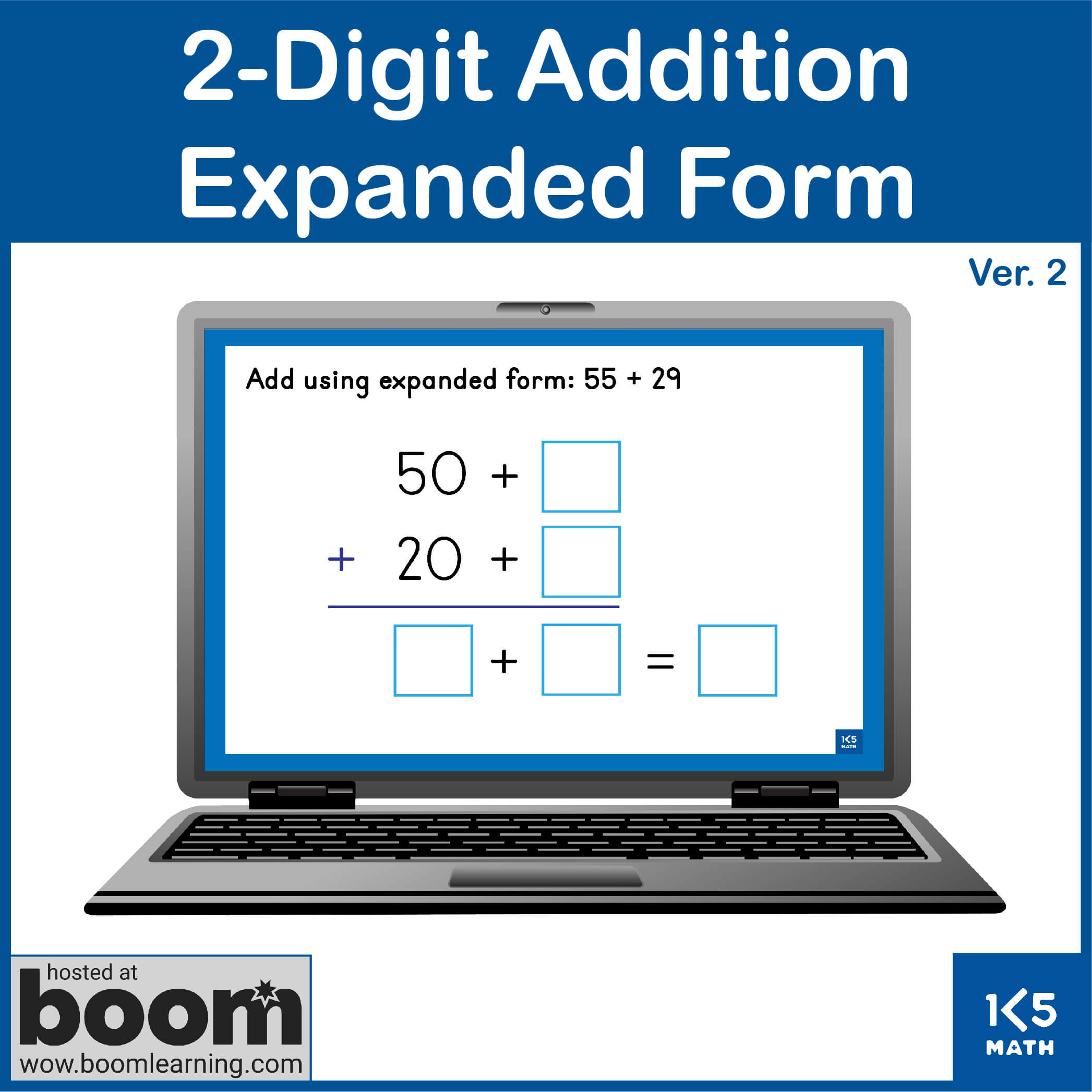 Boom Cards: 2-Digit Addition Expanded Form (with regrouping)
