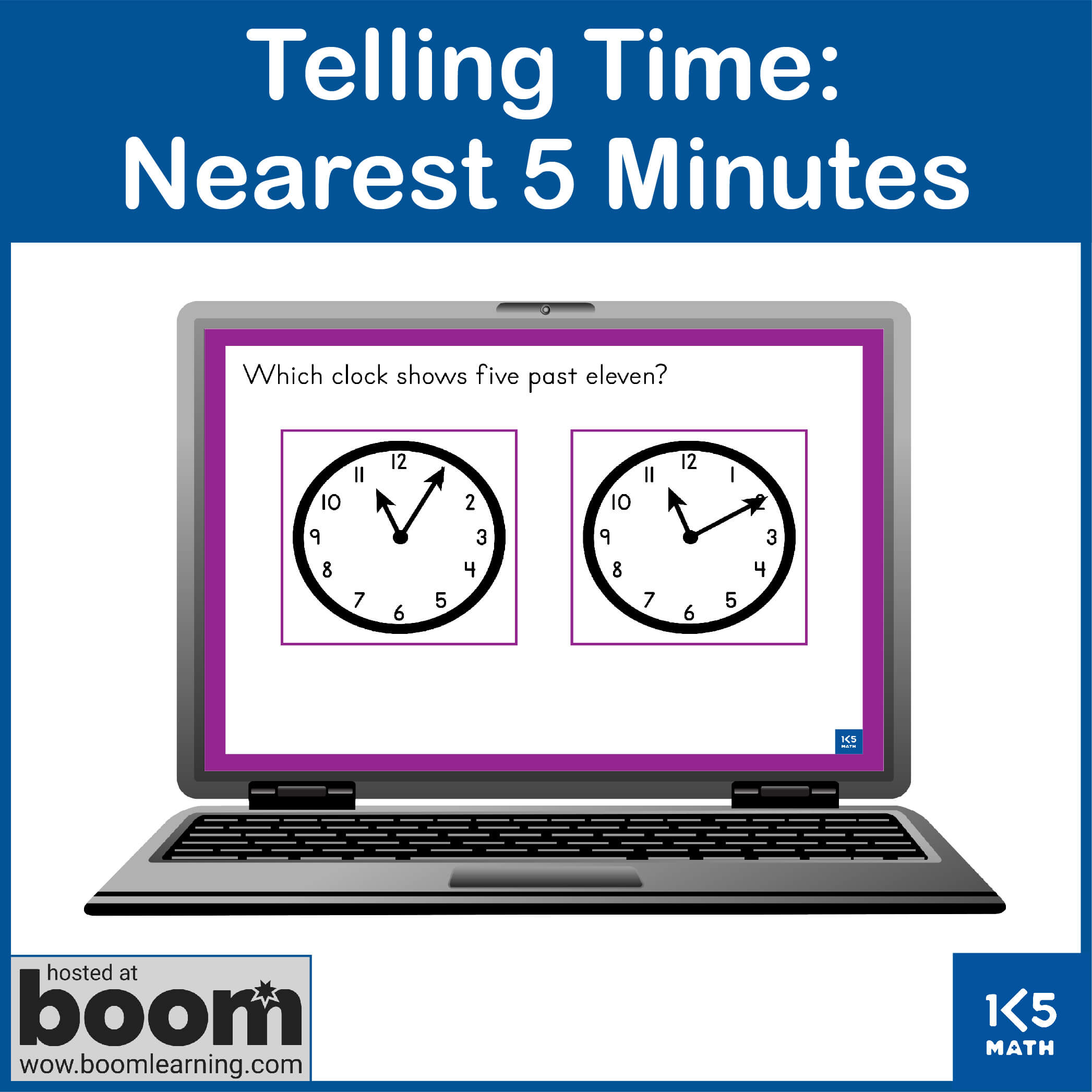 Boom Cards: Telling Time to the Nearest 5 Minutes