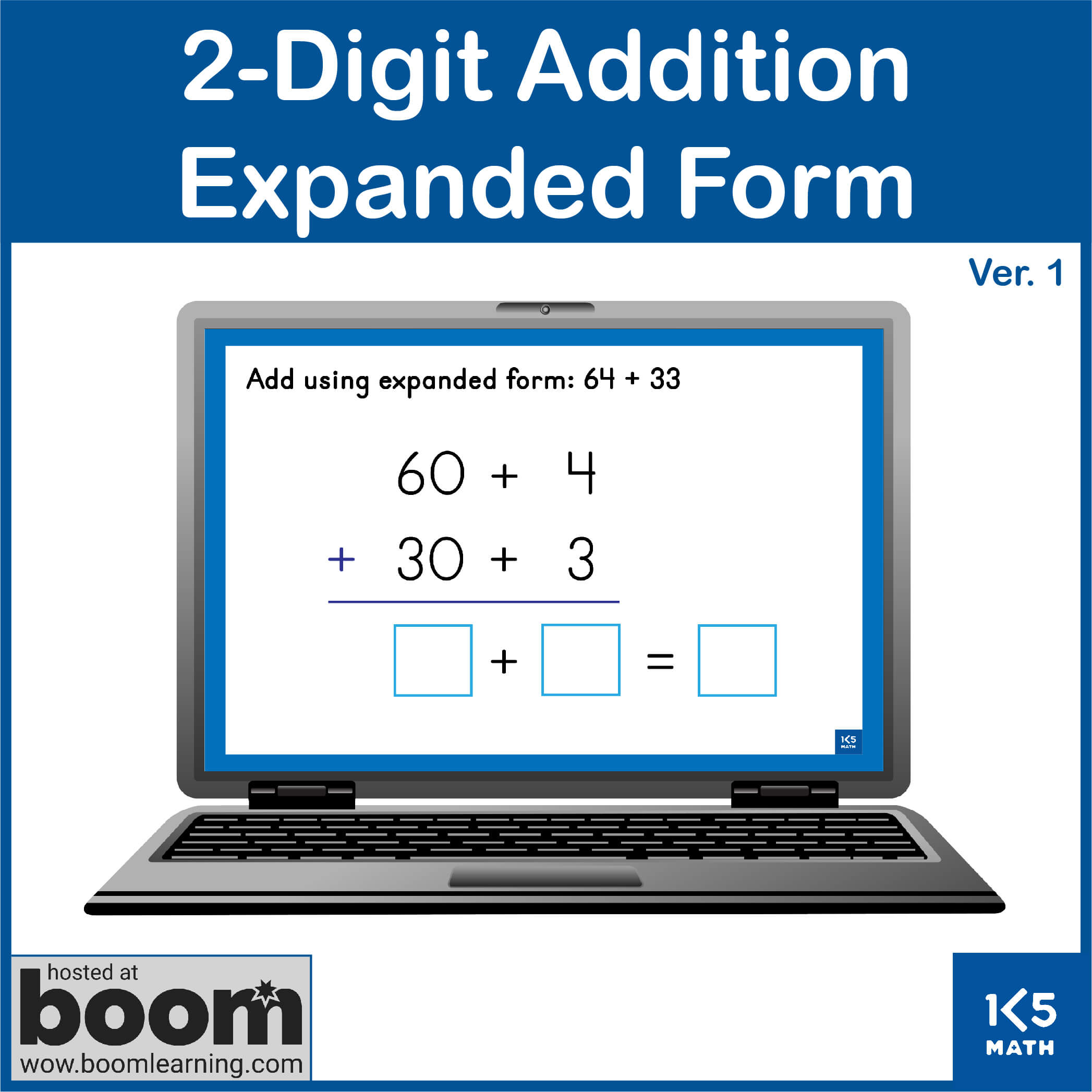 Boom Cards: 2-Digit Addition Expanded Form (no regrouping)