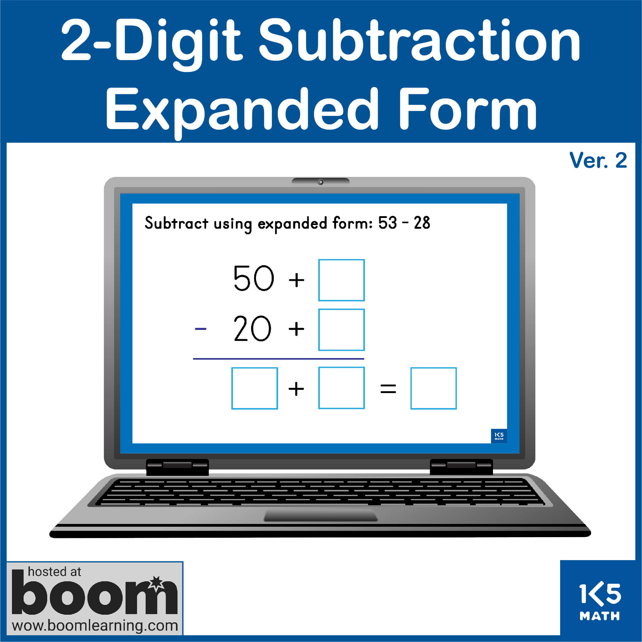 Boom Cards: 2-Digit Subtraction Expanded Form (with regrouping)
