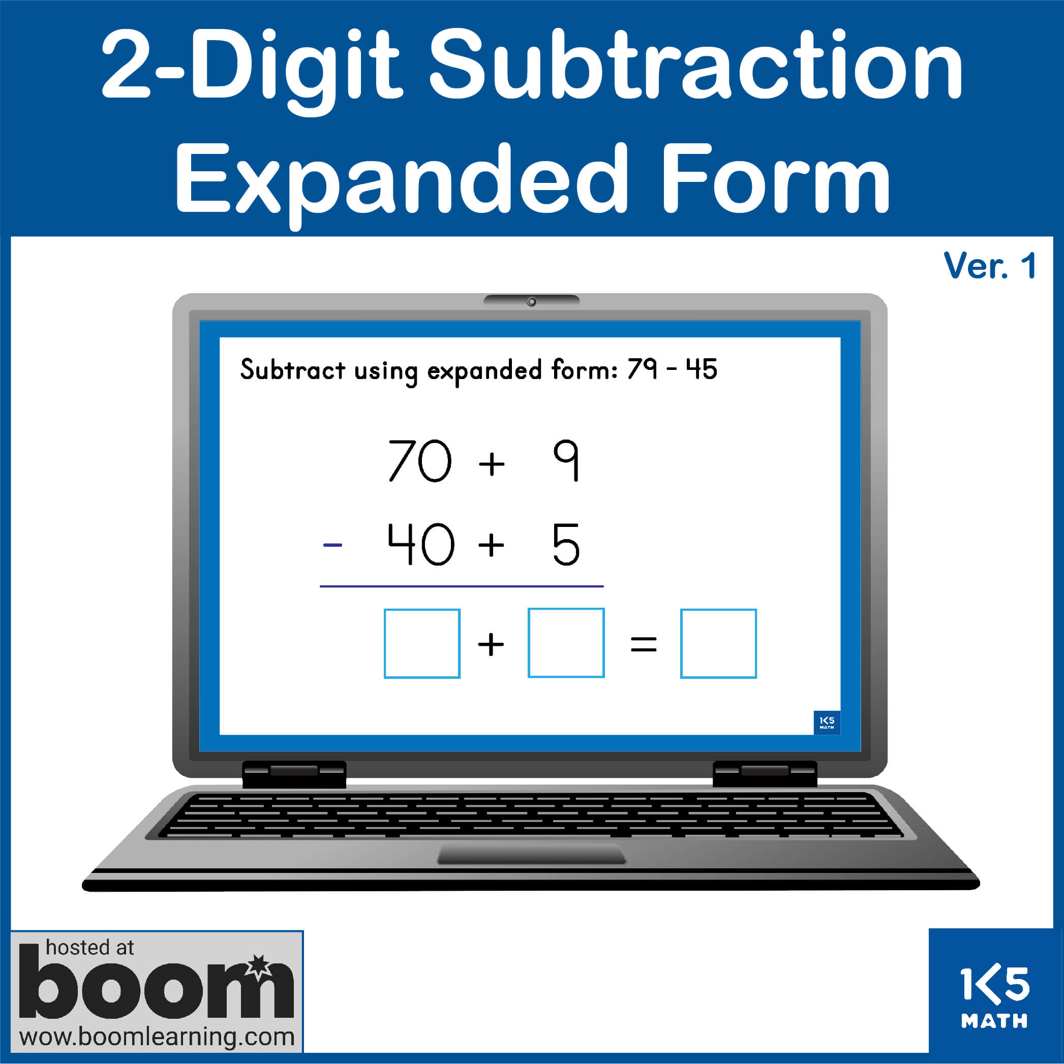 Boom Cards: 2-Digit Subtraction Expanded Form (no regrouping)