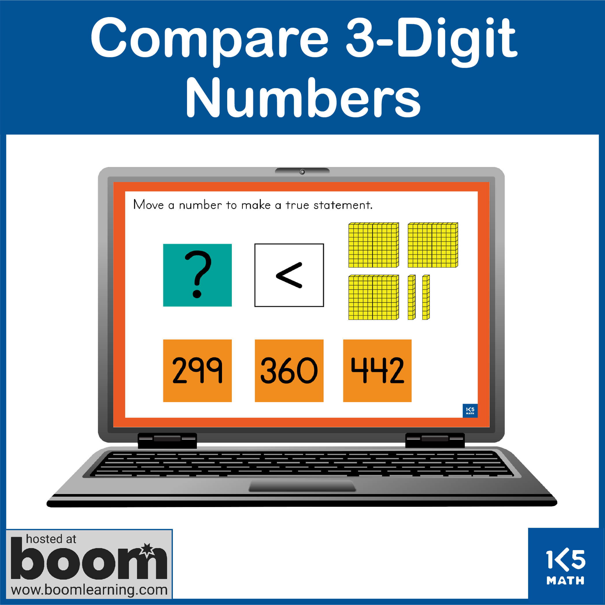 Compare 3-Digit Numbers Boom Cards