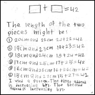 2nd Grade Math Journal Task