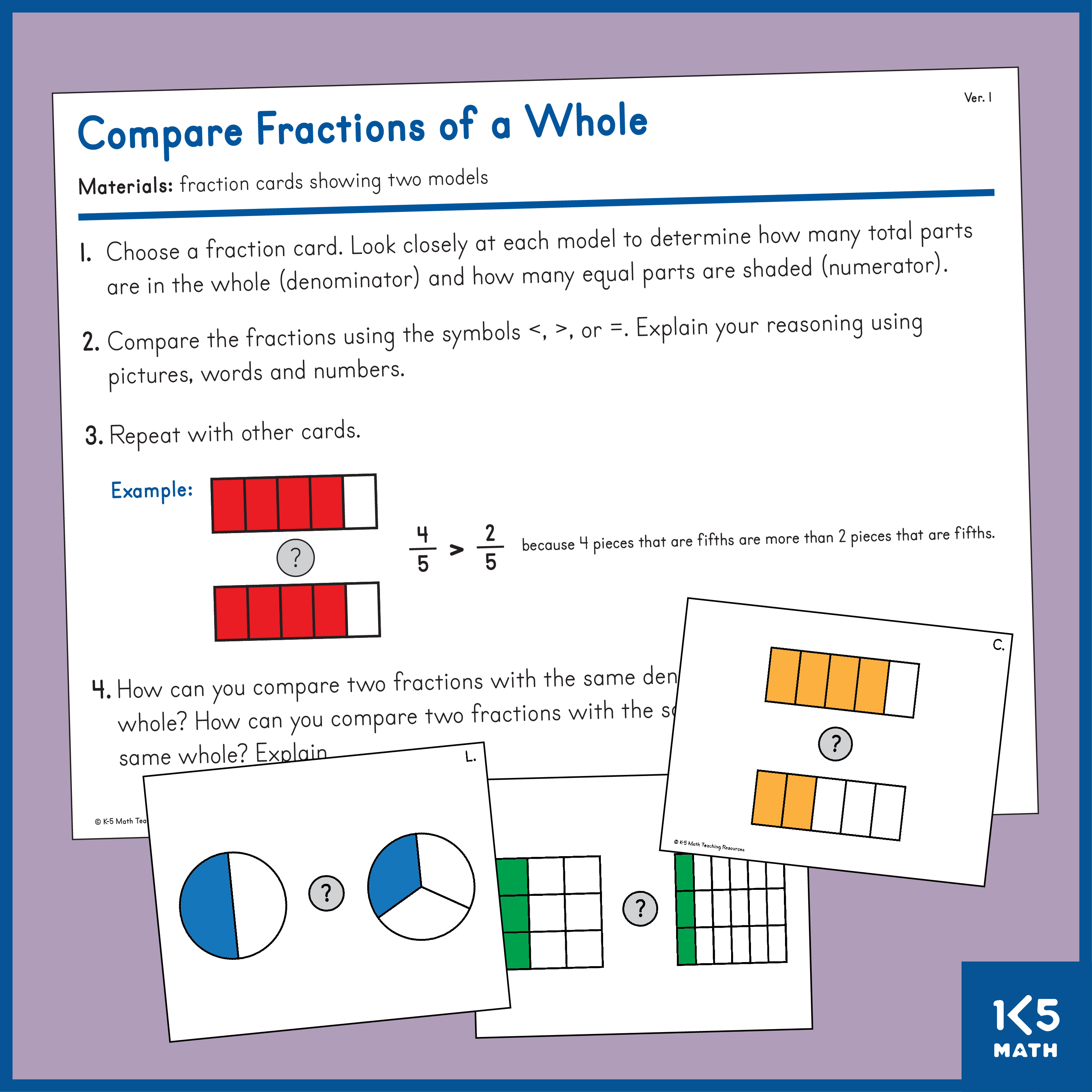 Compare Fractions of a Whole v.1