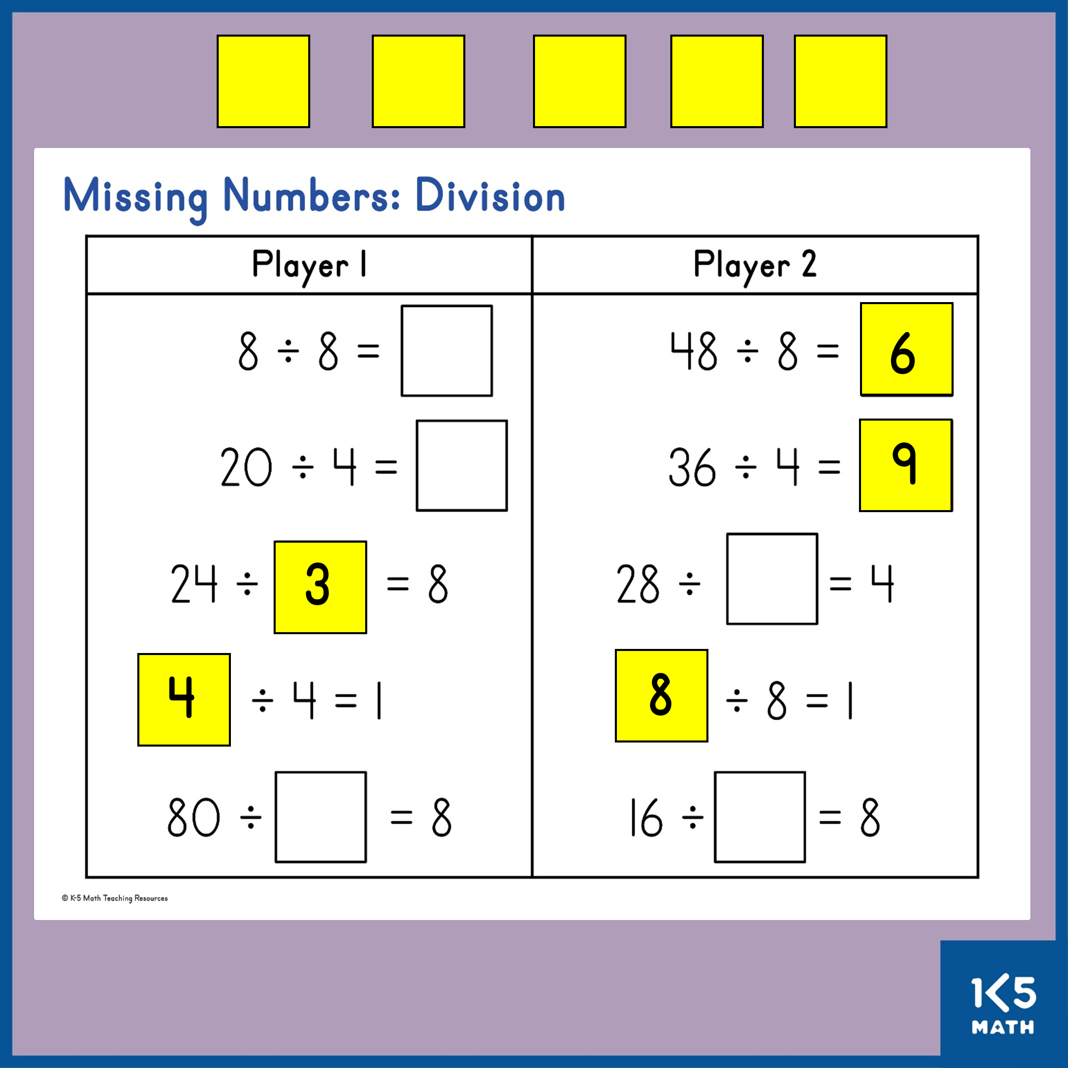 Missing Numbers: Division