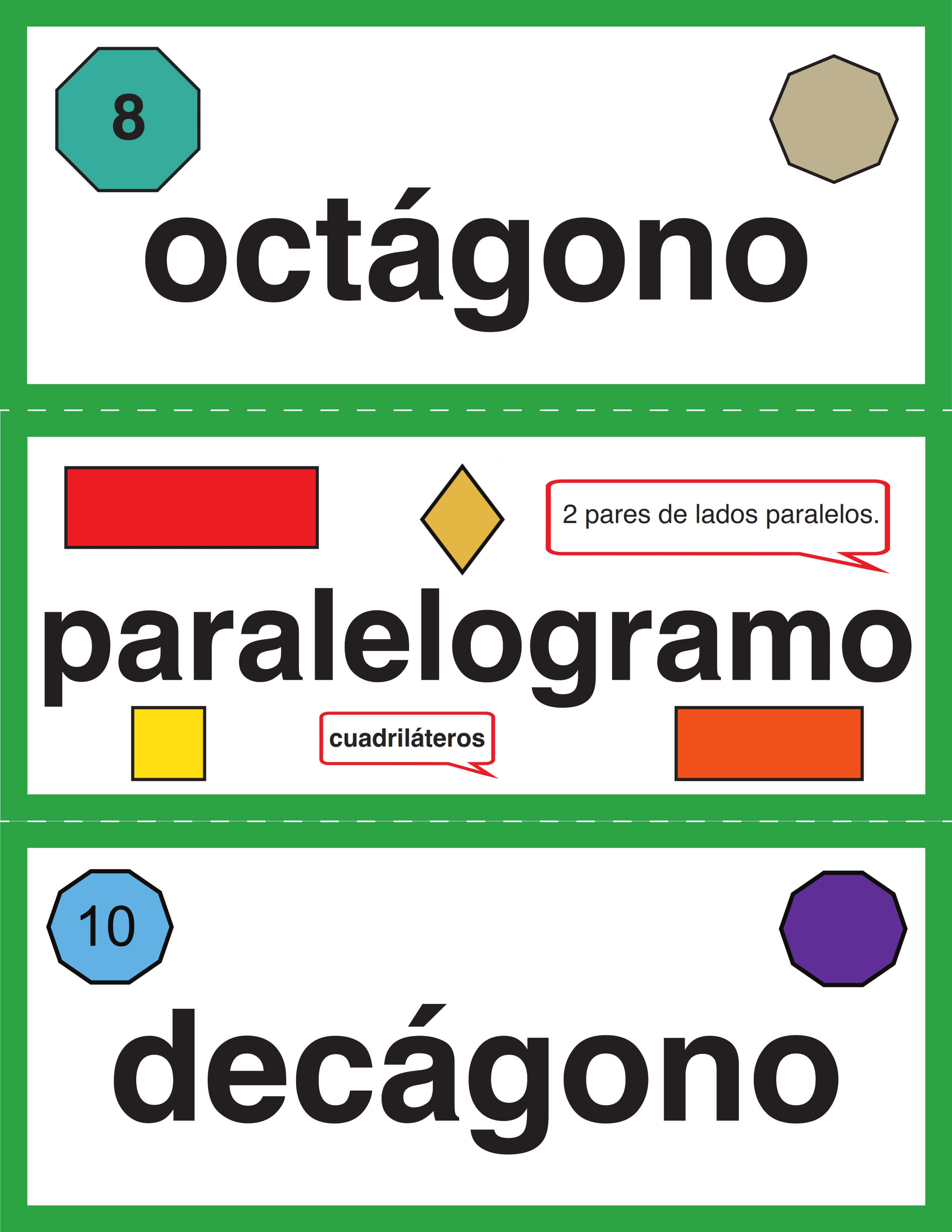 3rd Grade Spanish Geometry Vocabulary