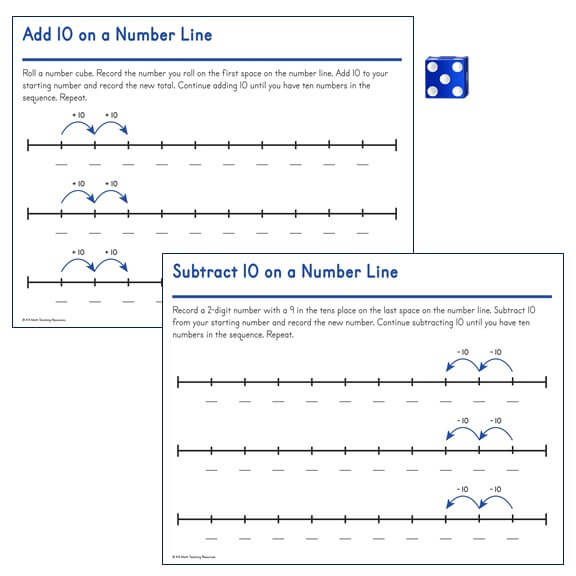 Add/Subtract 10 on a Number Line 1.NBT.C.4