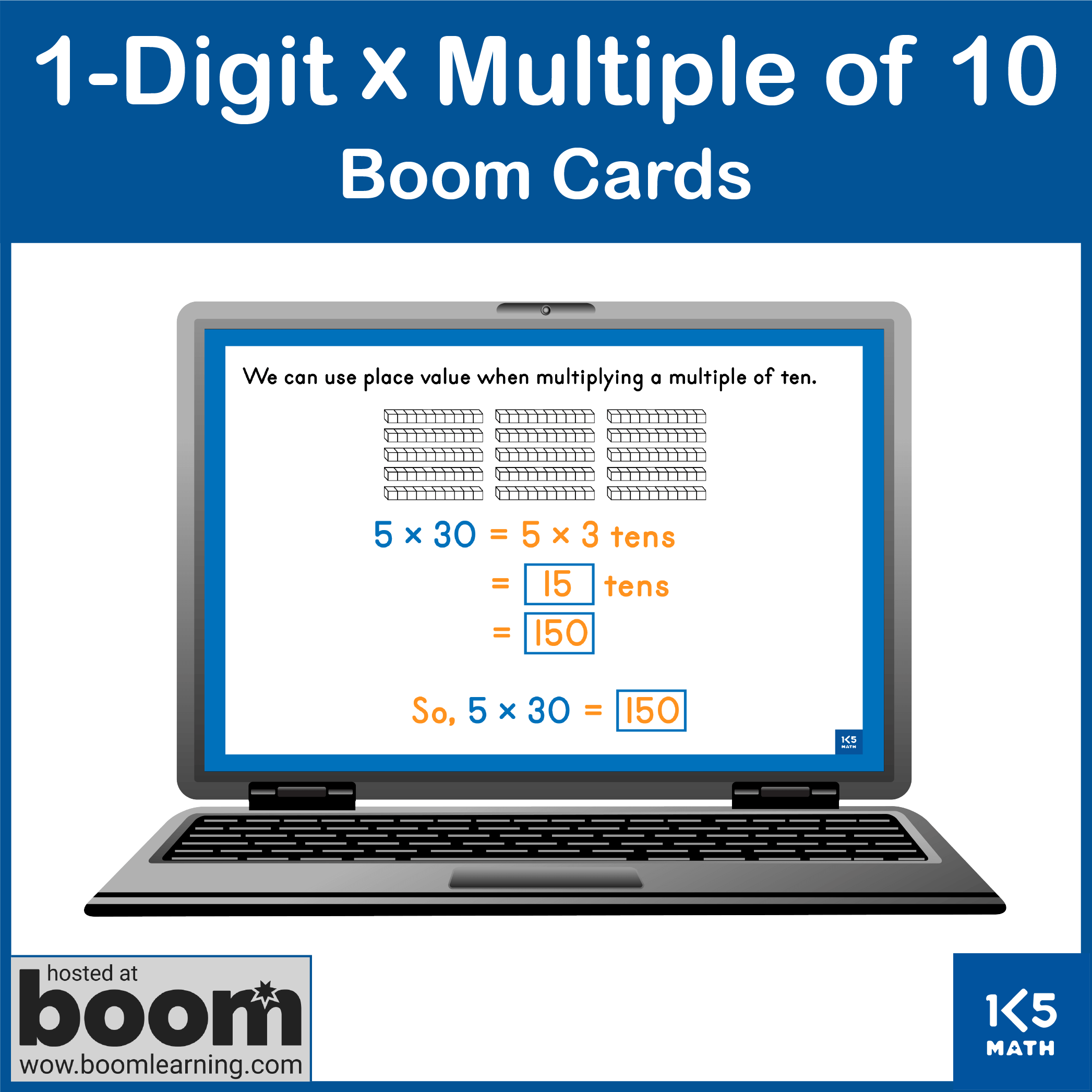 1-Digit x Multiple of 10 Boom Cards