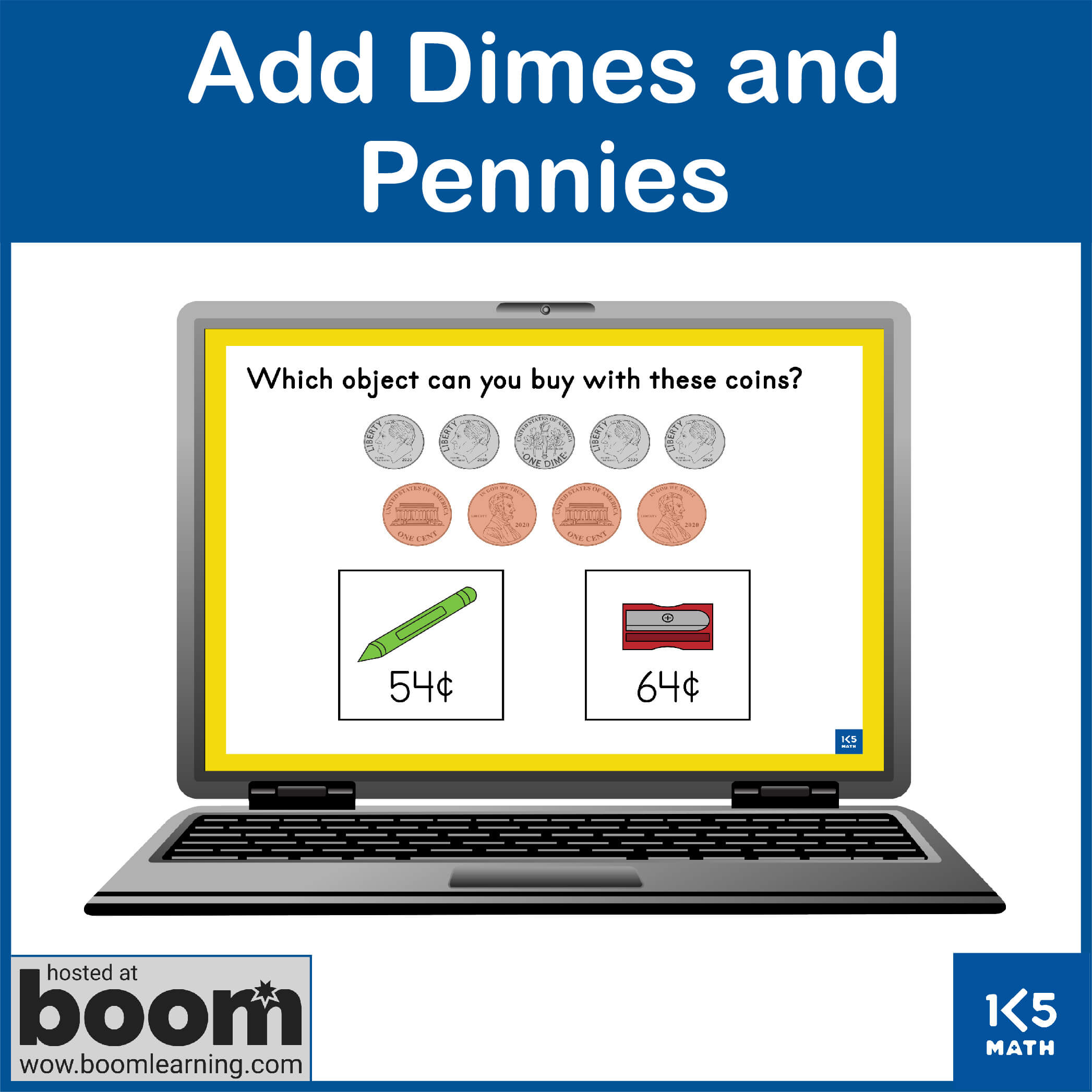Boom Cards: Add Dimes and Pennies