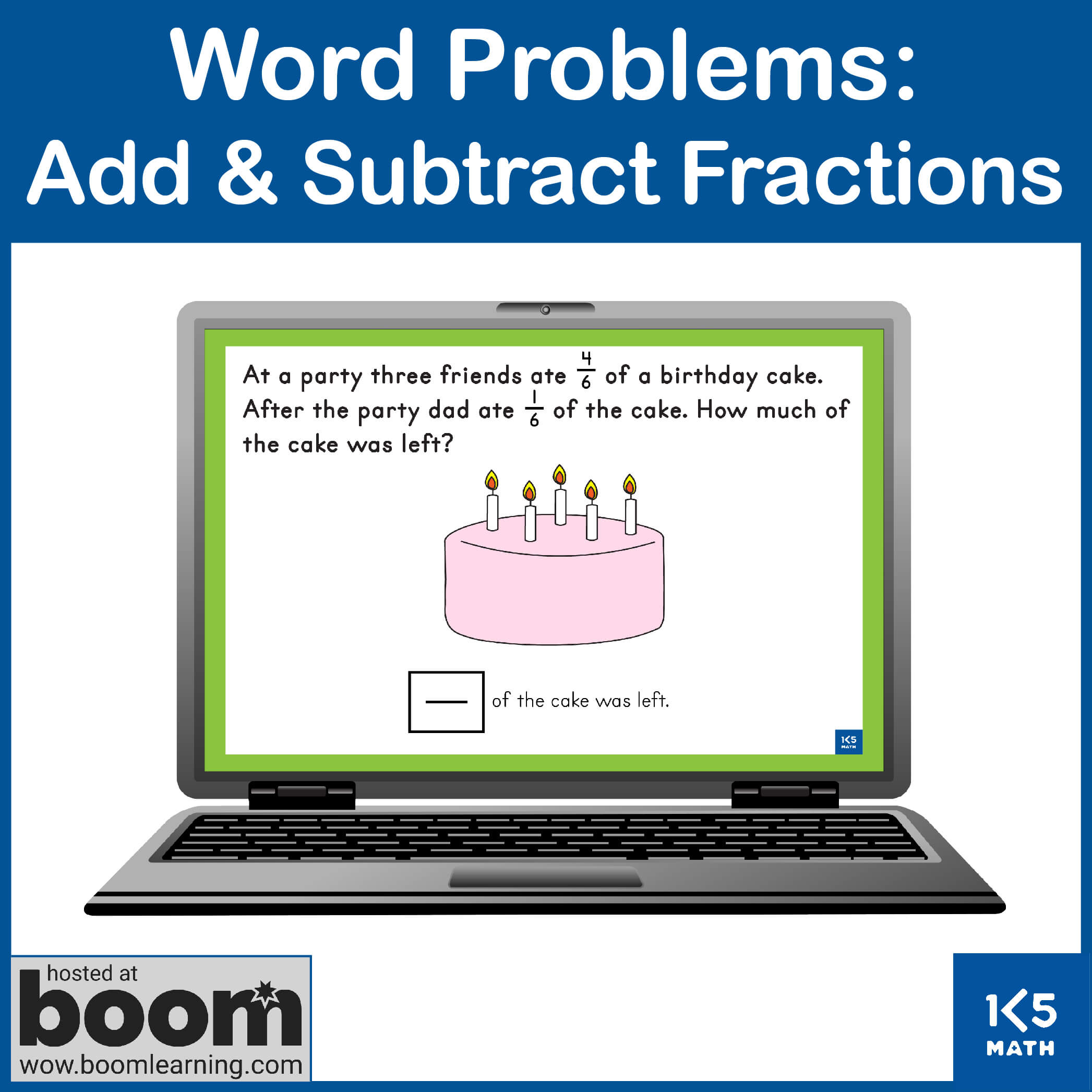 Boom Cards: Add and Subtract Fractions with Like Denominators