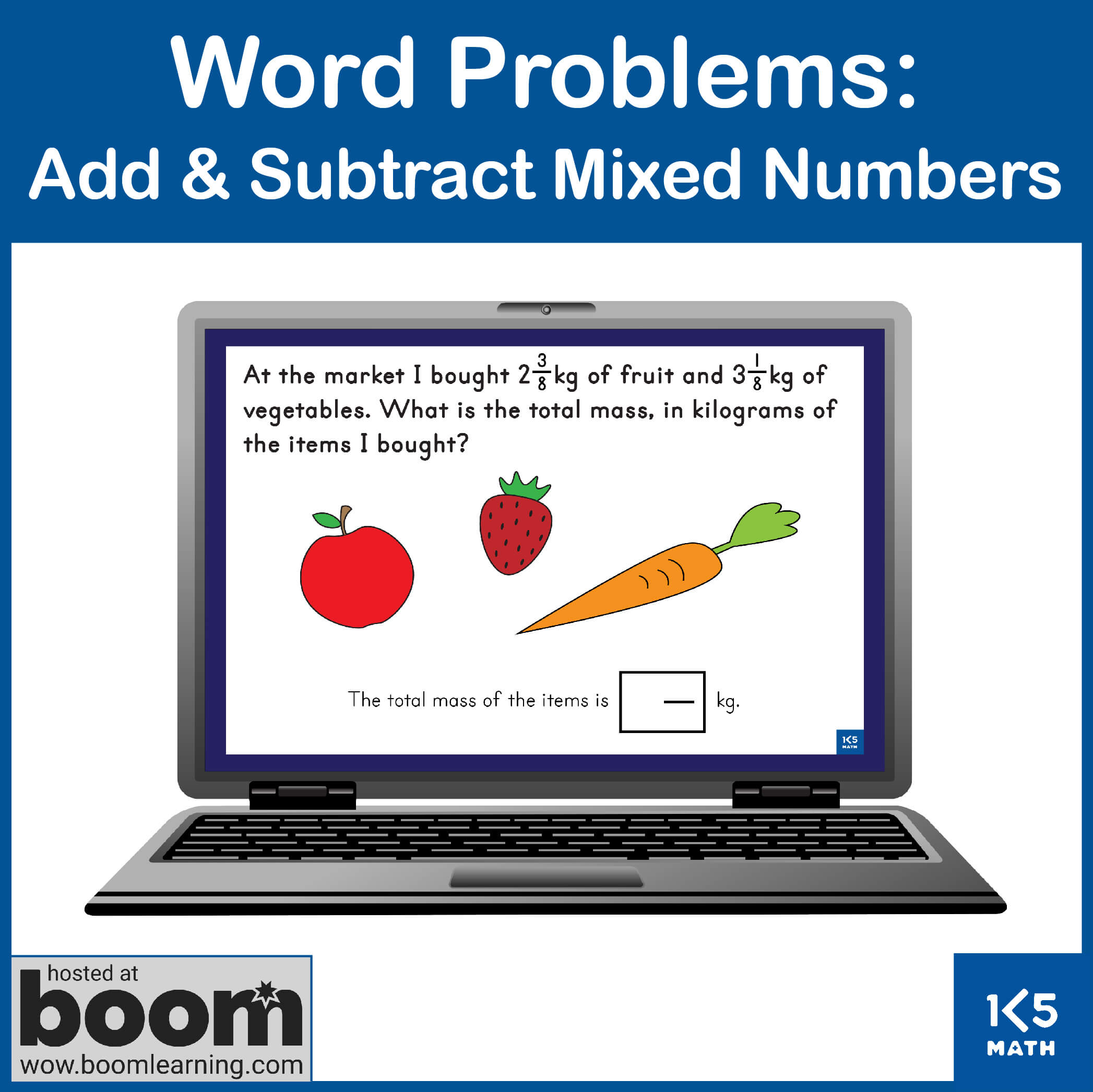 Boom Cards: Add and Subtract Mixed Numbers with like denominators