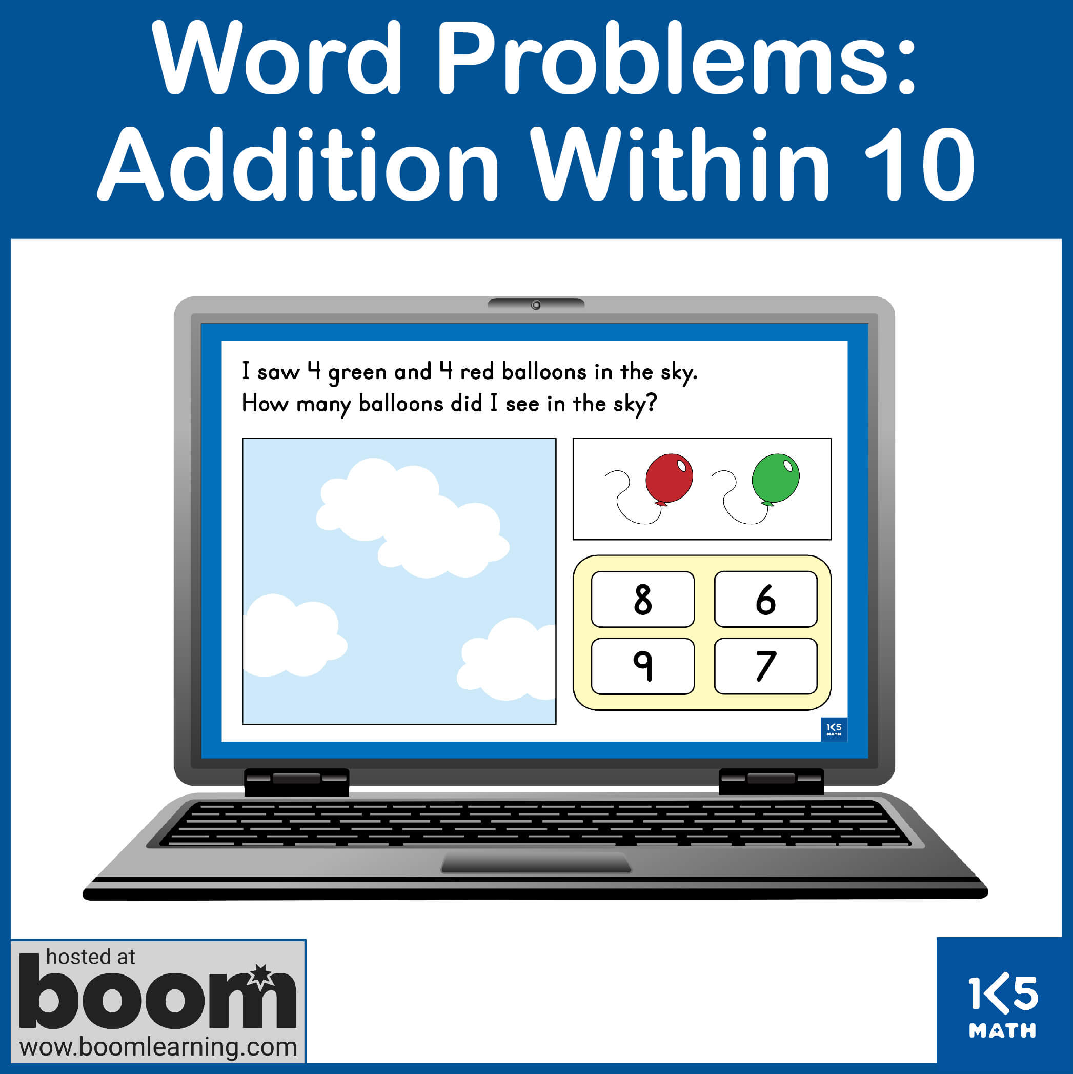 Boom Cards: Addition Word Problems within 10