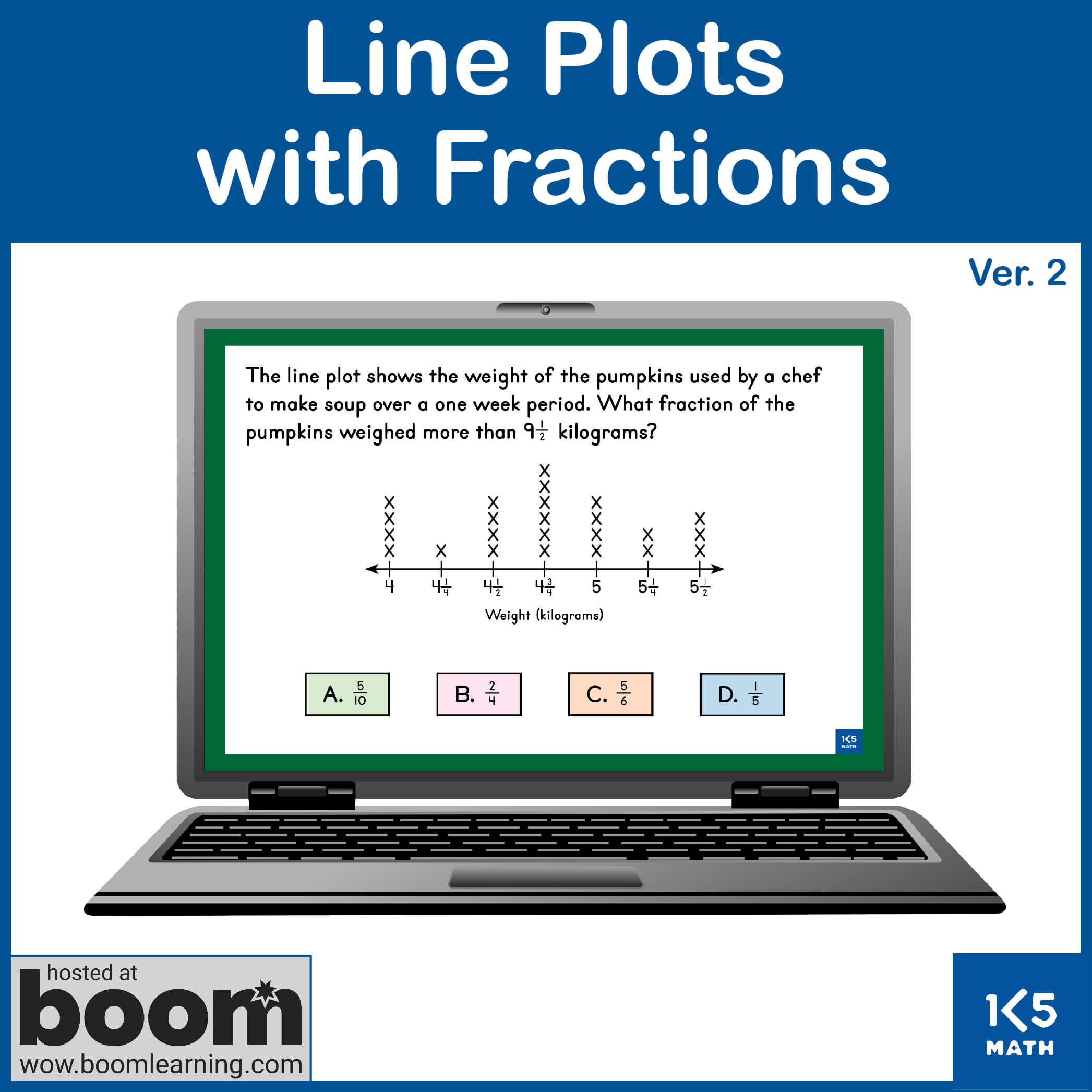 Boom Cards: Line Plots with Fractions ver. 2