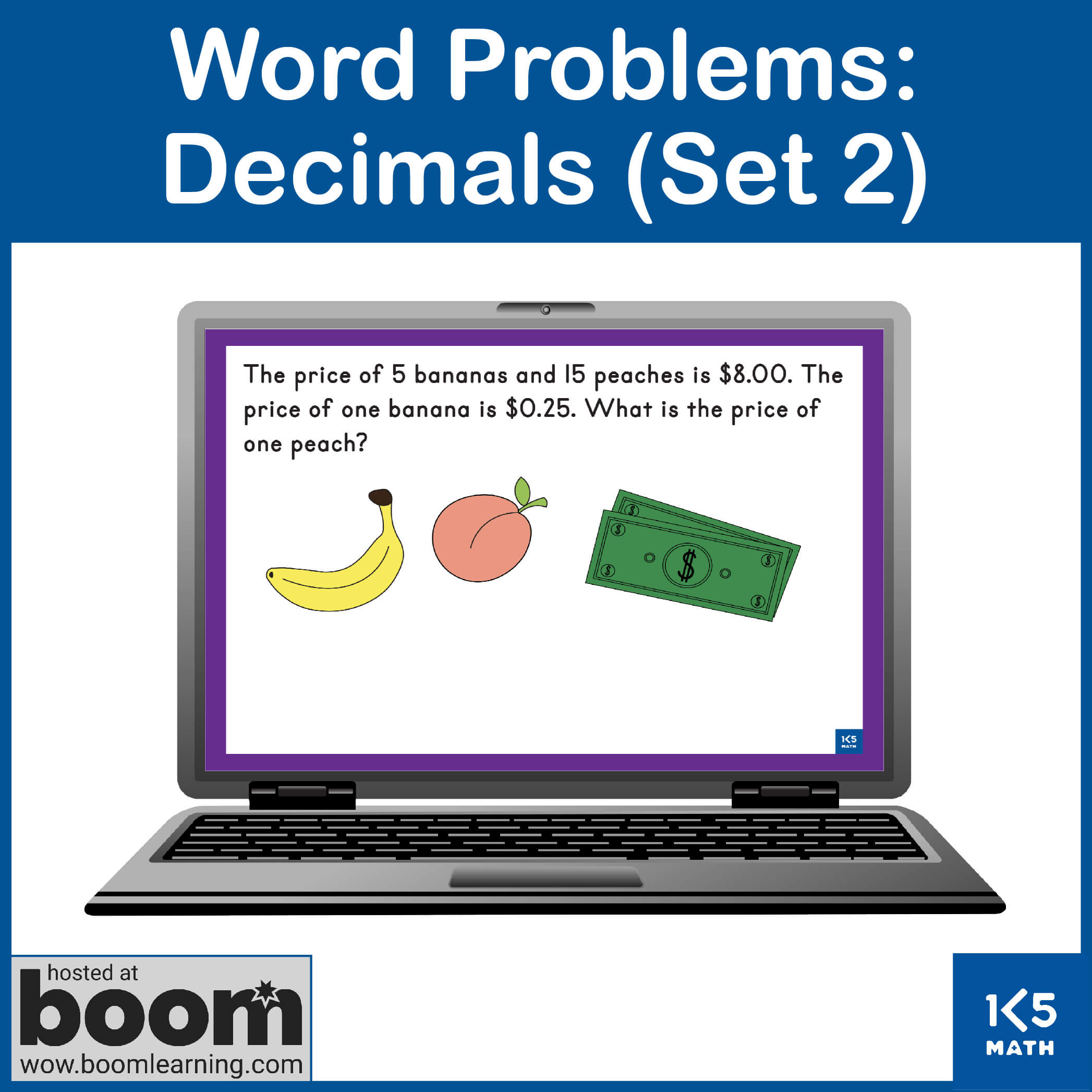 Boom Cards: Decimal Word Problems (Set 1)