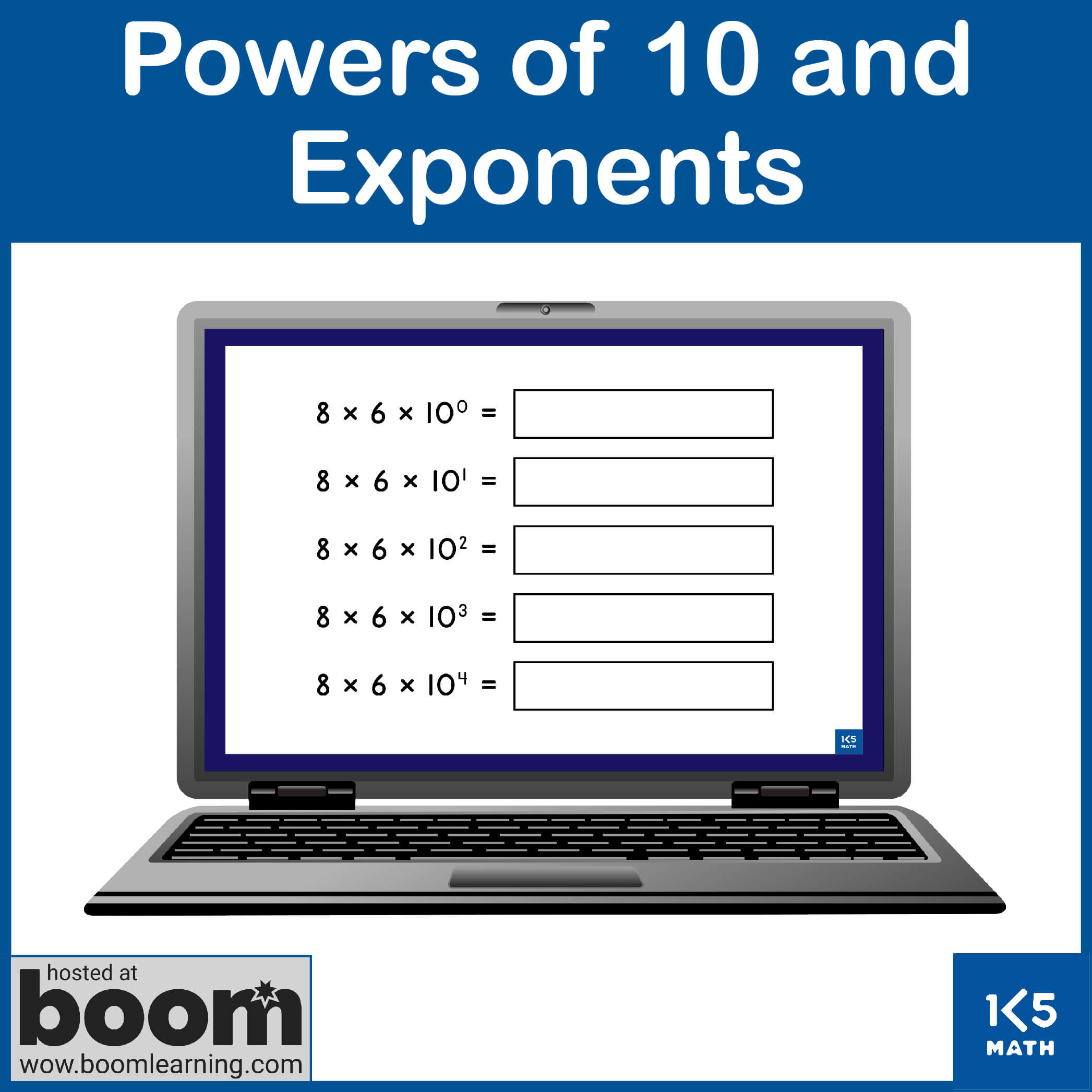 Boom Cards: Powers of 10 and Exponents