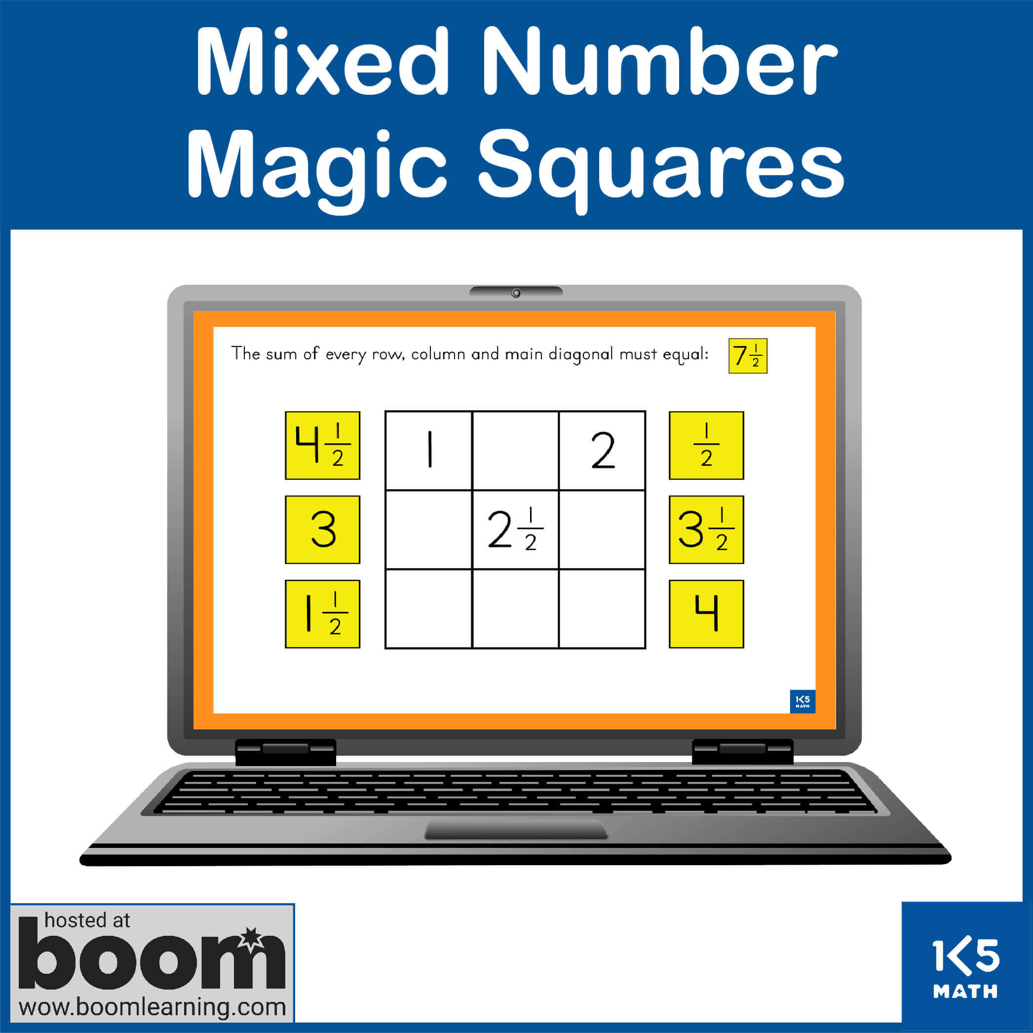 Boom Cards: Mixed Number Magic Squares