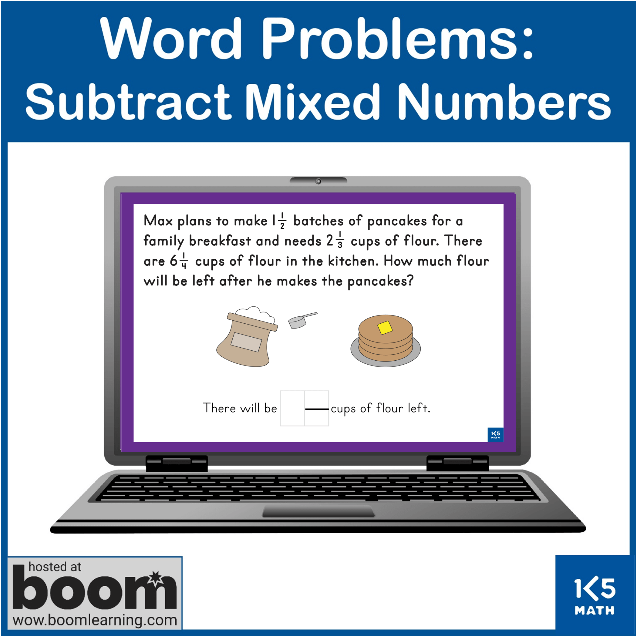 Boom Cards: Subtract Mixed Numbers