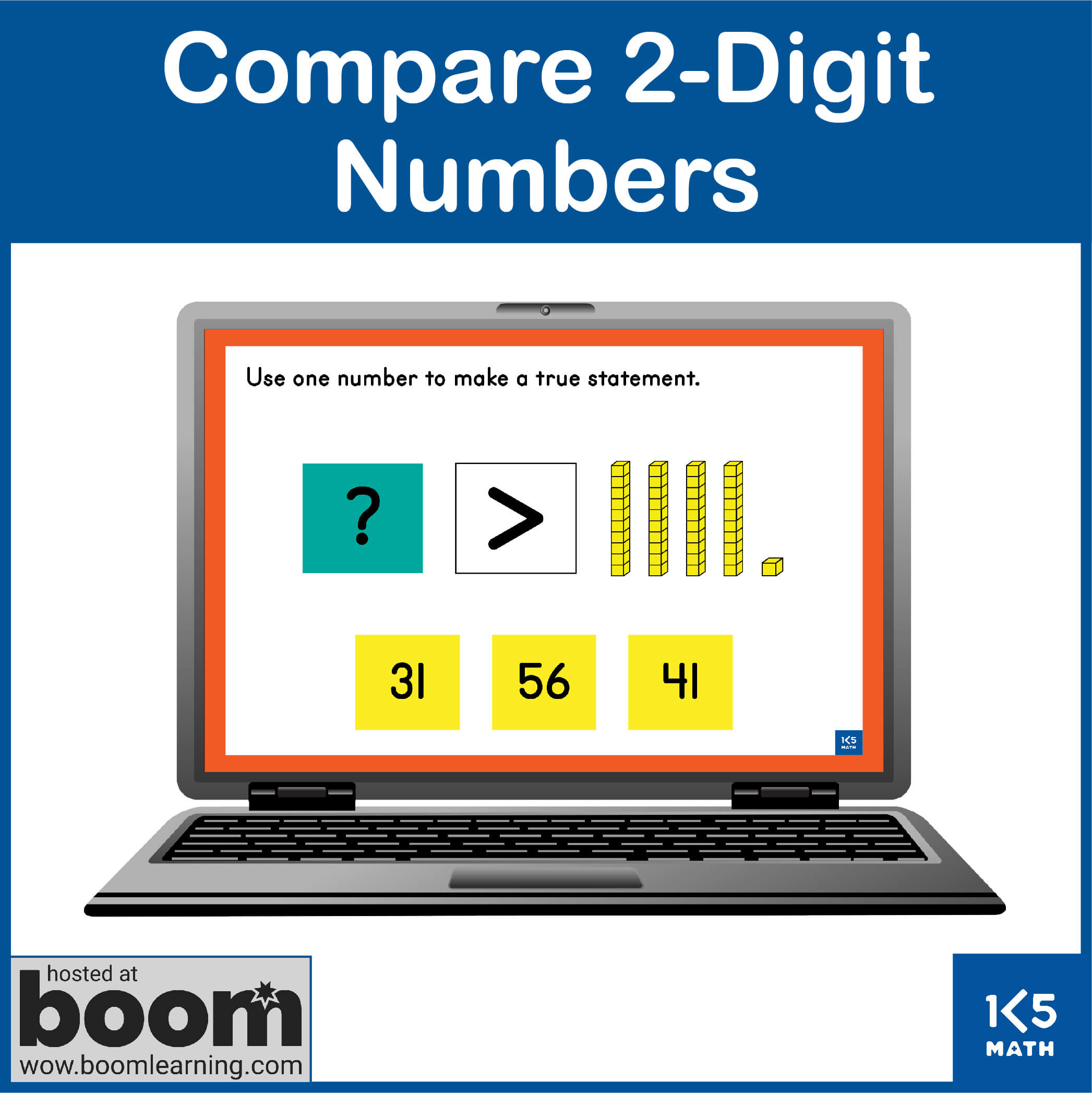 Compare 2-Digit Numbers Boom Cards