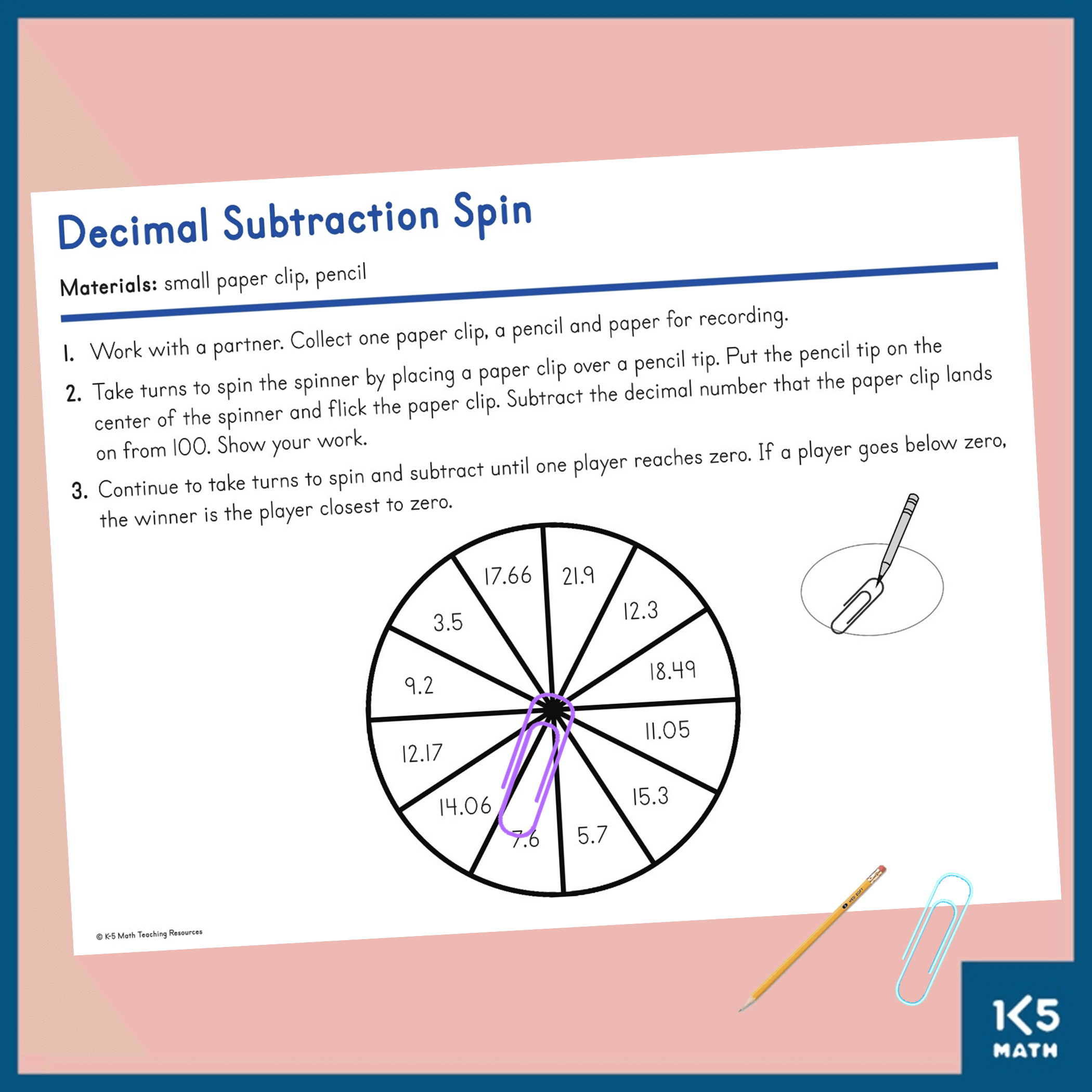 Decimal Subtraction Spin