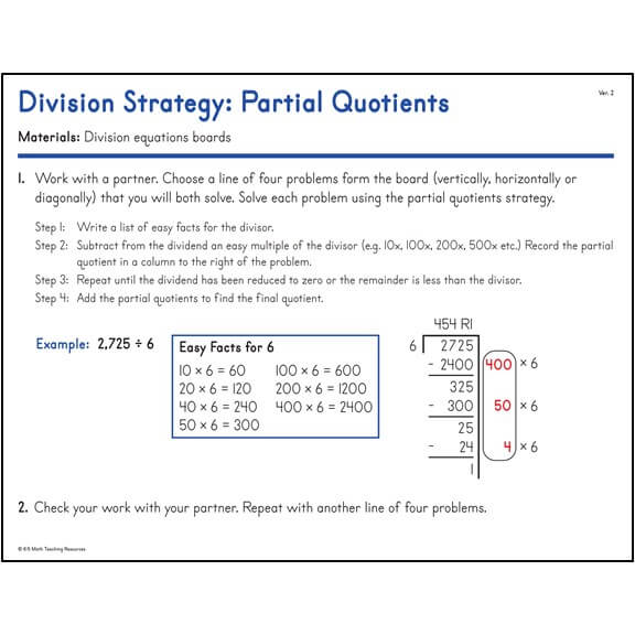 Division Strategy: Partial Quotients