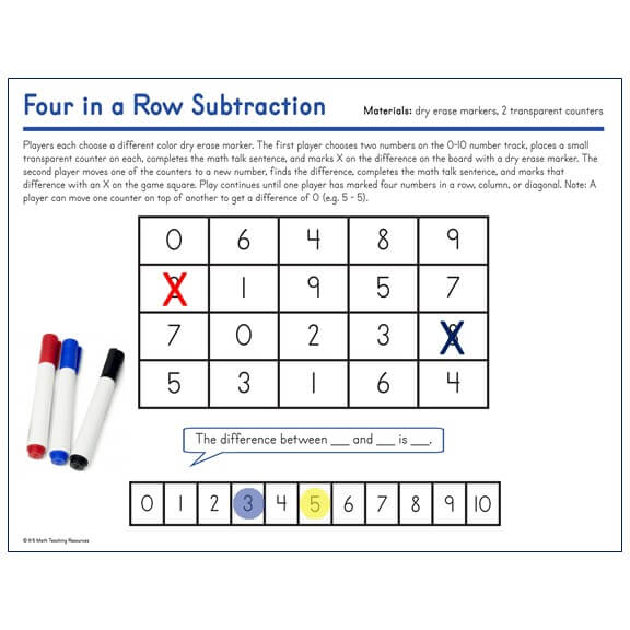 Four in a Row Subtraction 1.OA.C.6