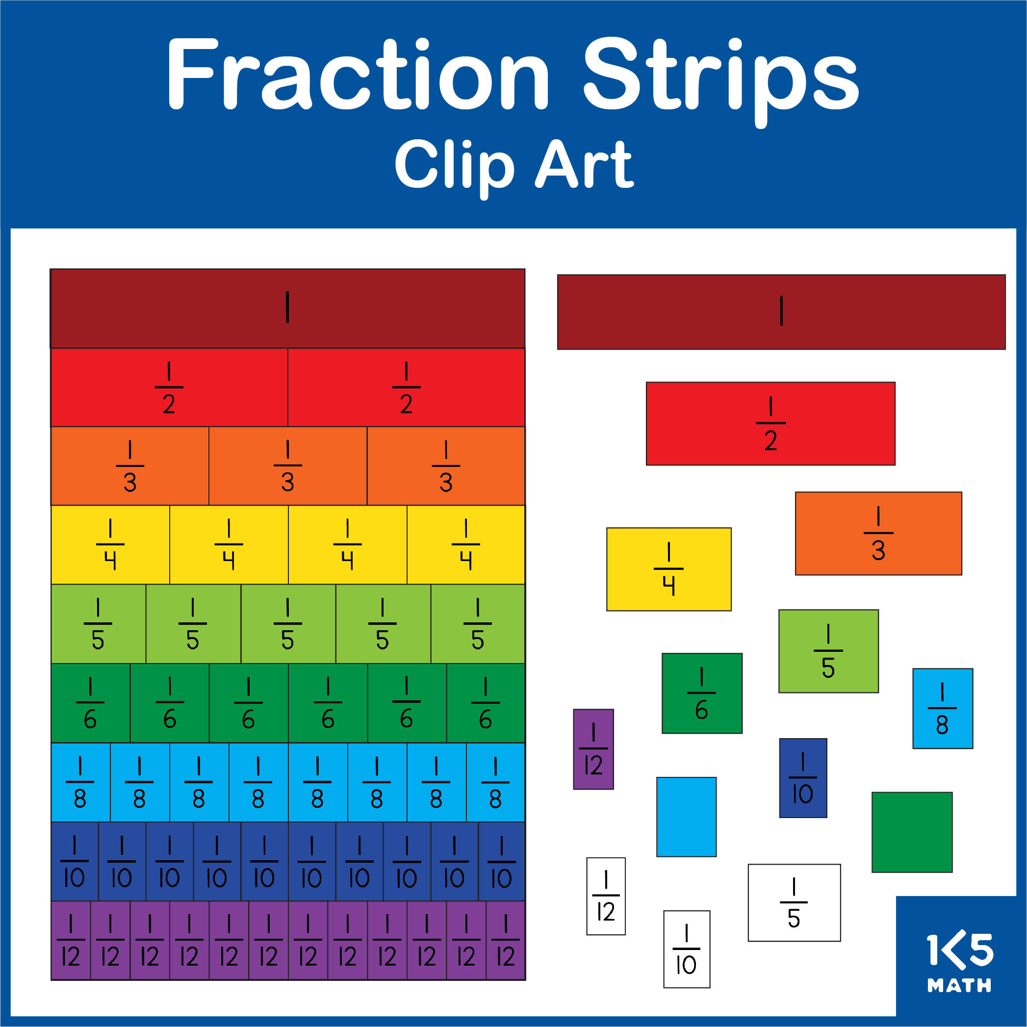 Fraction Strips Clip Art