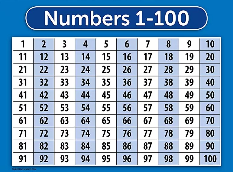 25 Number Chart