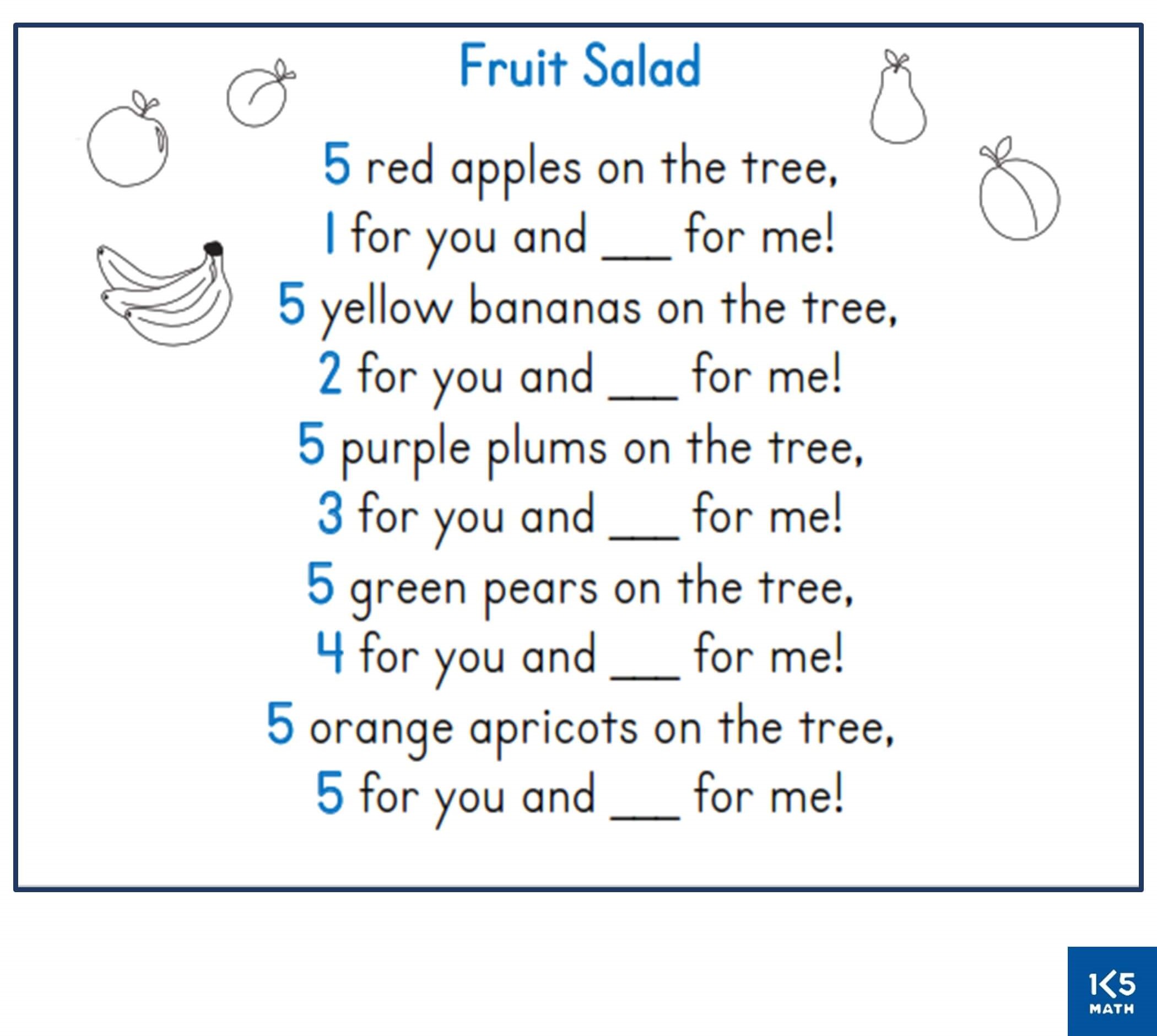 Facts of Five Rhyme: Fruit Salad