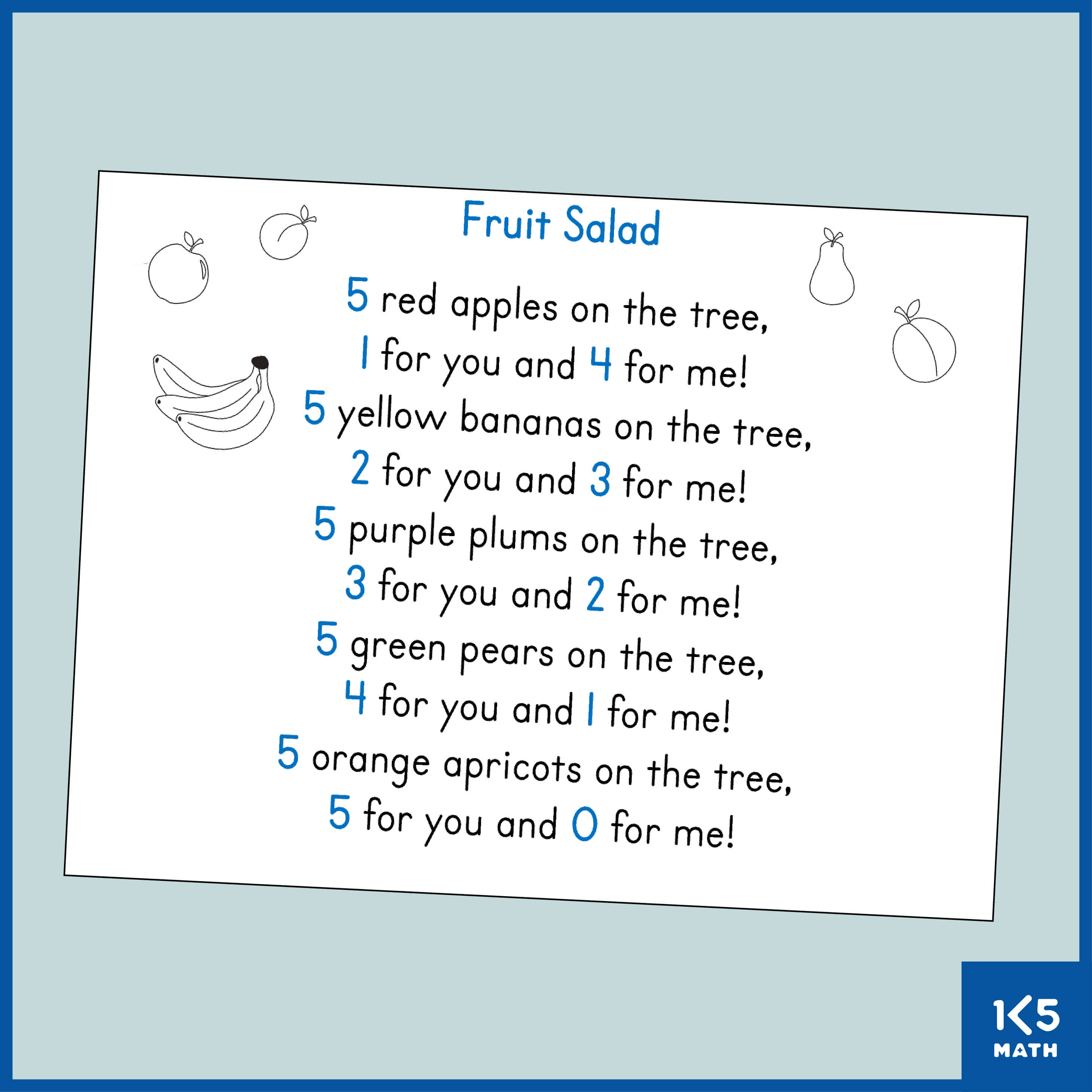 Facts of Five Counting Rhyme: Fruit Salad