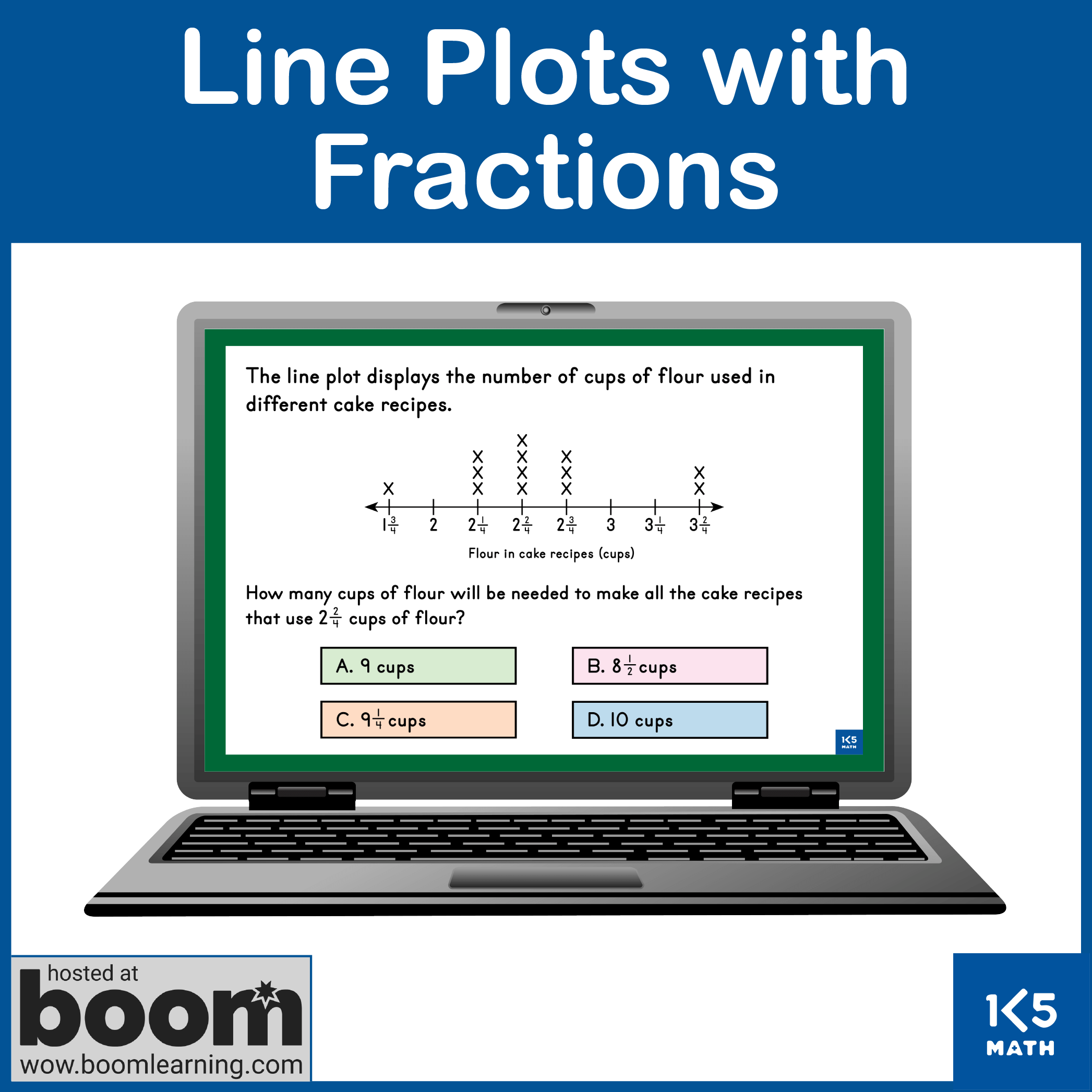 Boom Cards: Line Plots with Fractions 