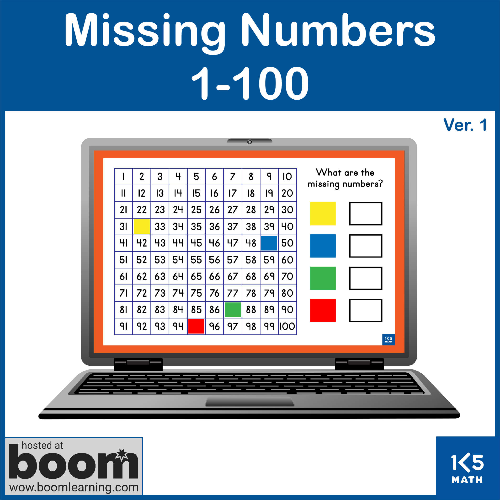 Boom Cards: Missing Numbers 1-100 Ver.1