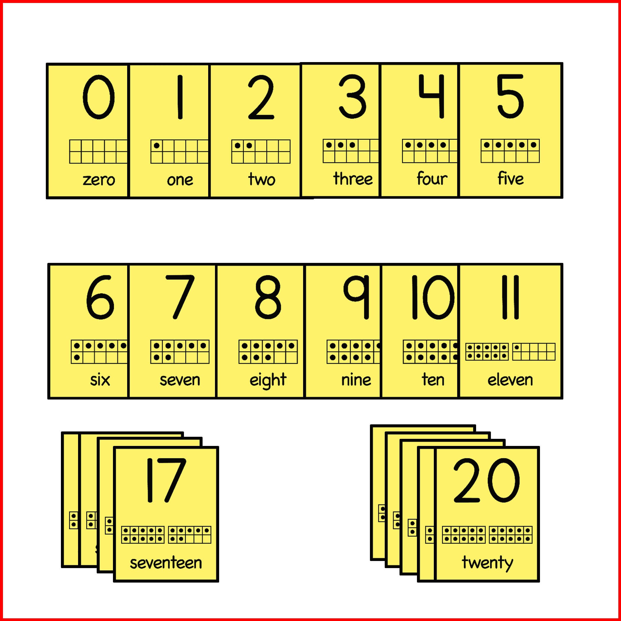 Numeral, Word, Ten Frame Cards