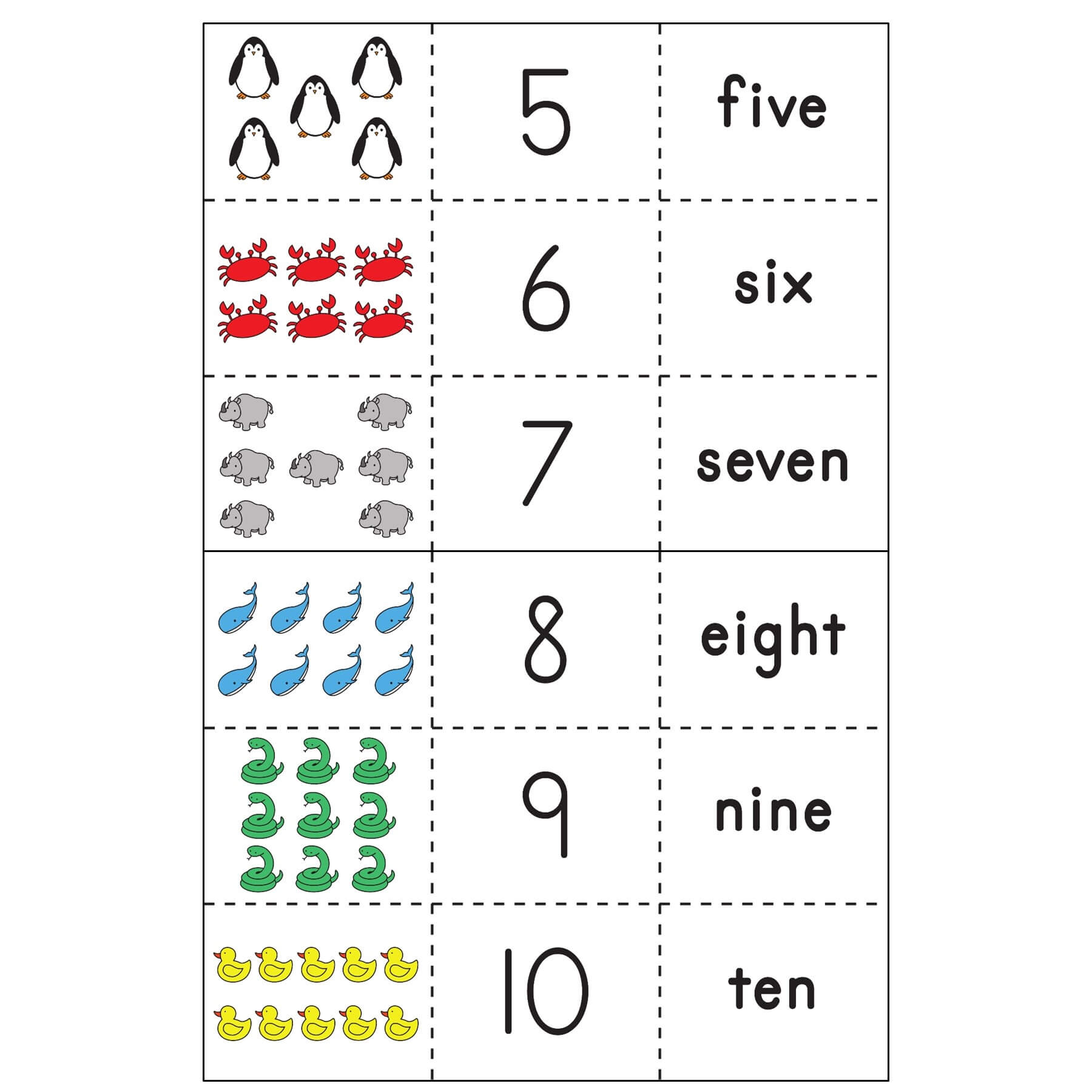 0-10 Picture, Numeral, Word Cards: Set 2