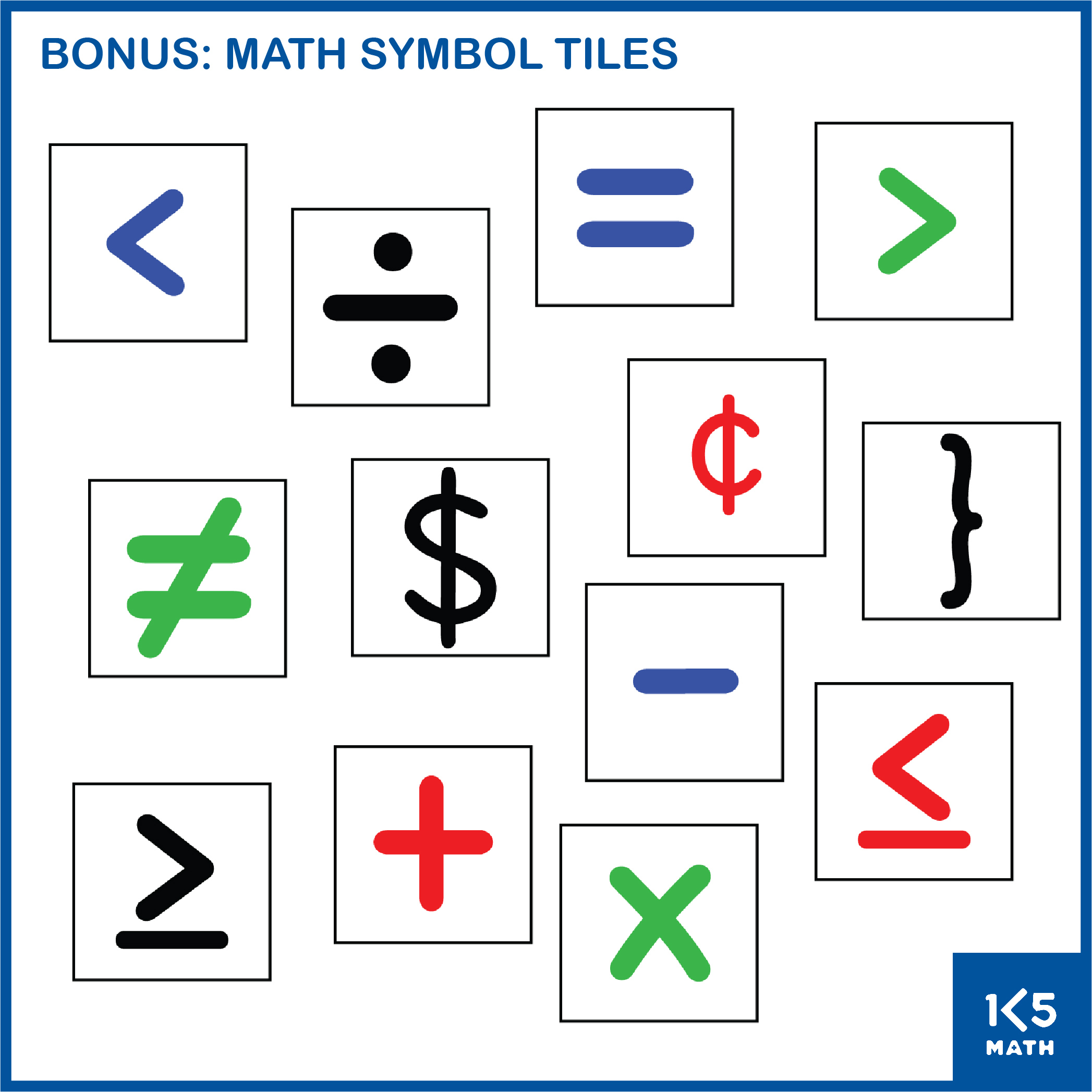 Math Symbol Tiles Clip Art