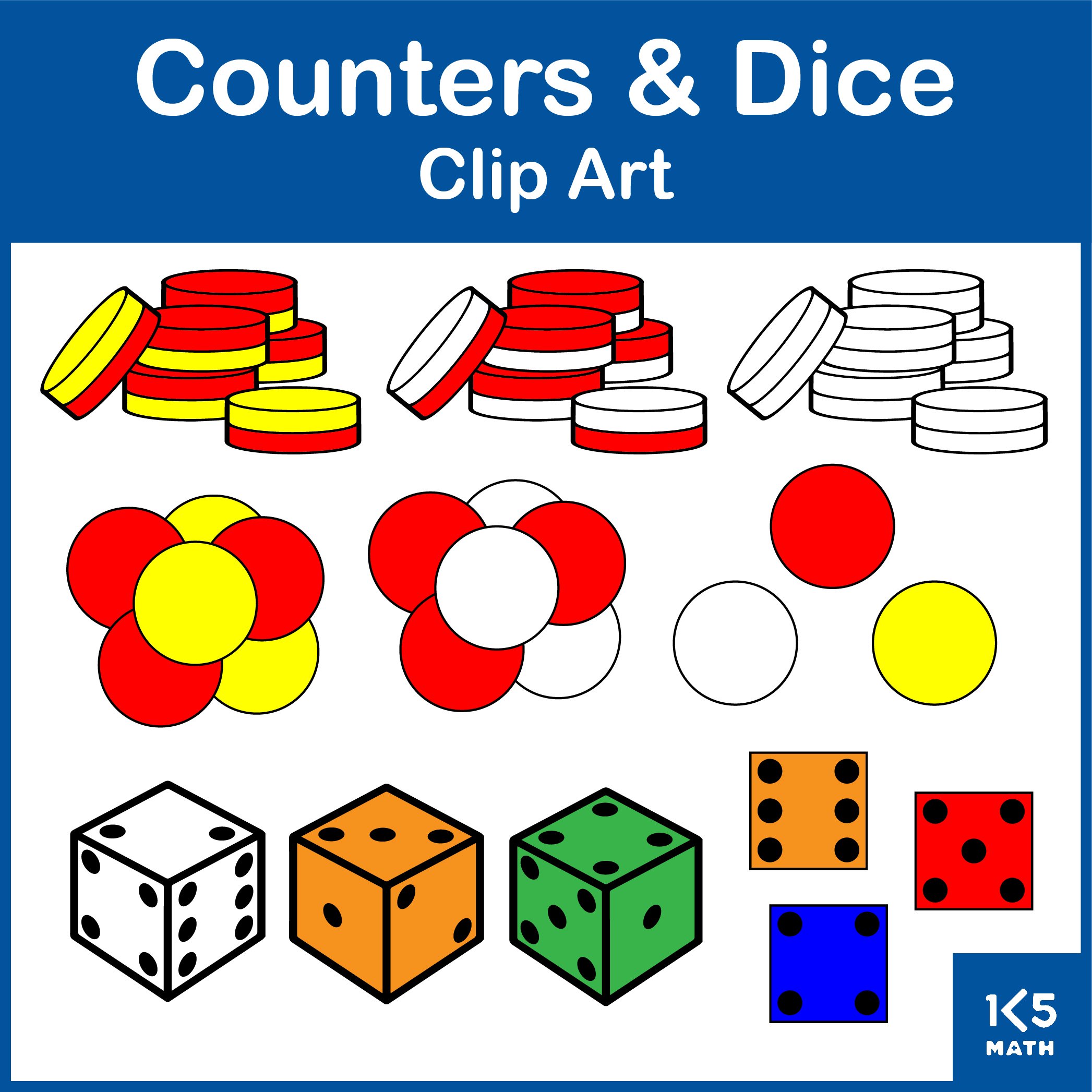 Counters & Dice Clip Art set