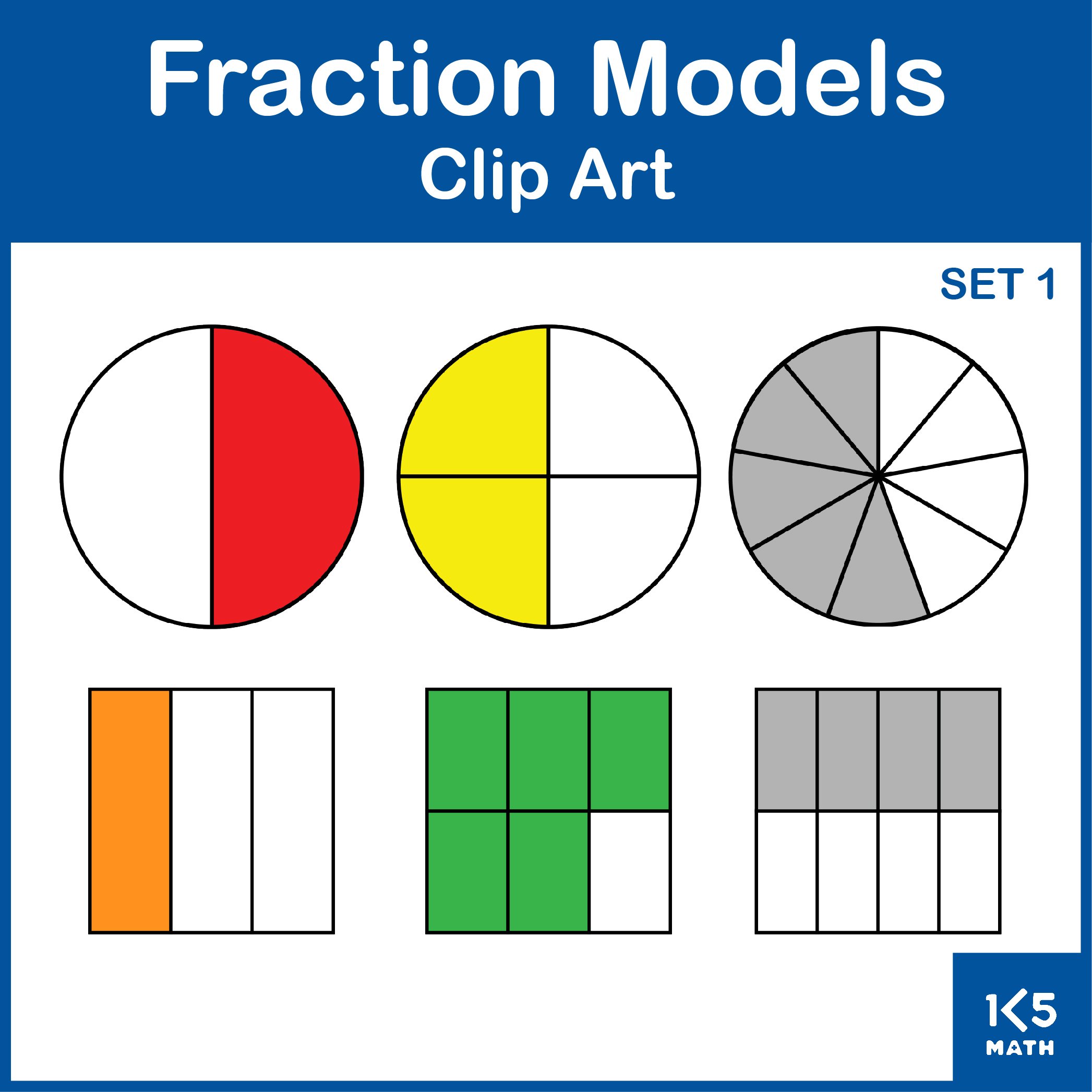 Fraction Models: Set 1 Clip Art