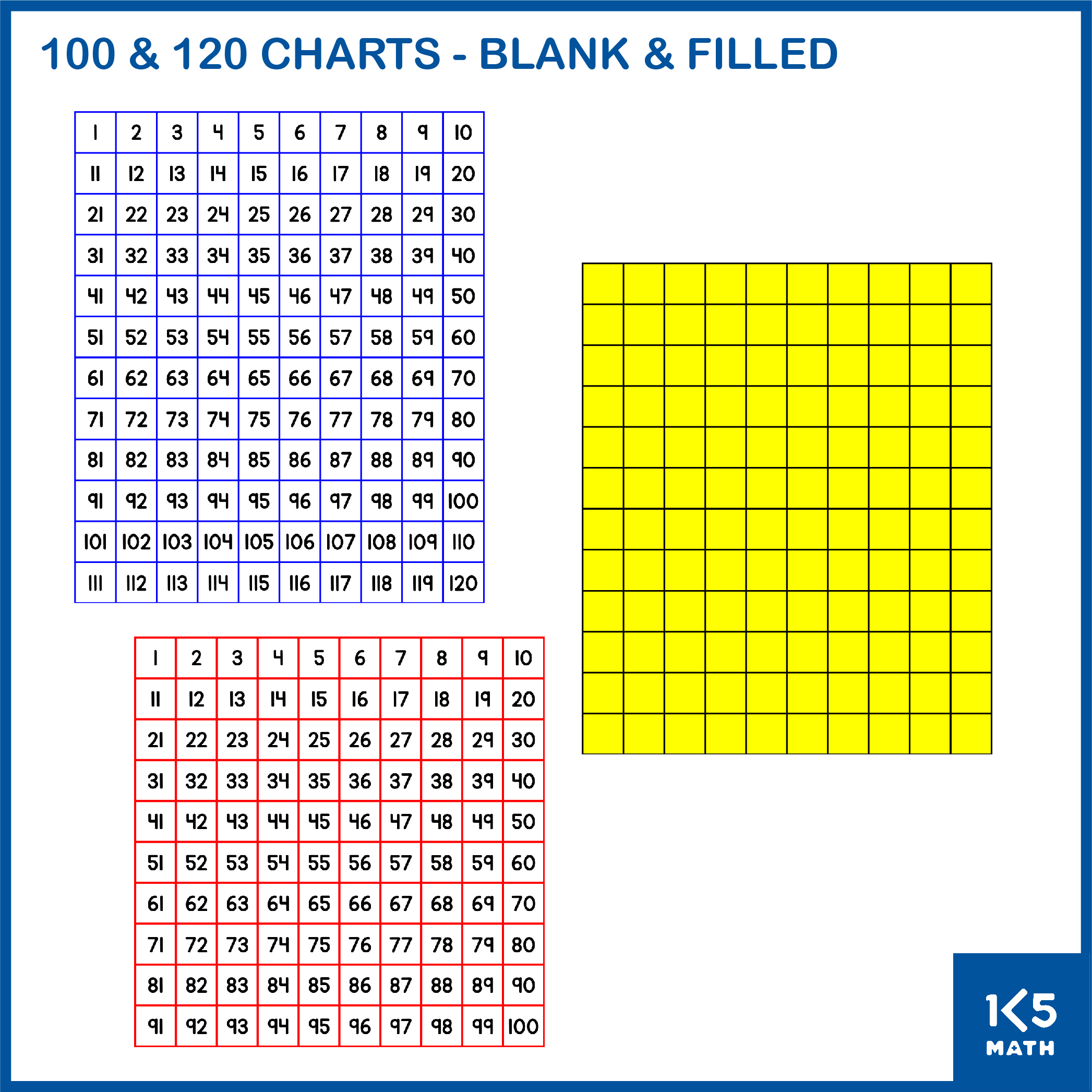 100 and 120 Number Grids