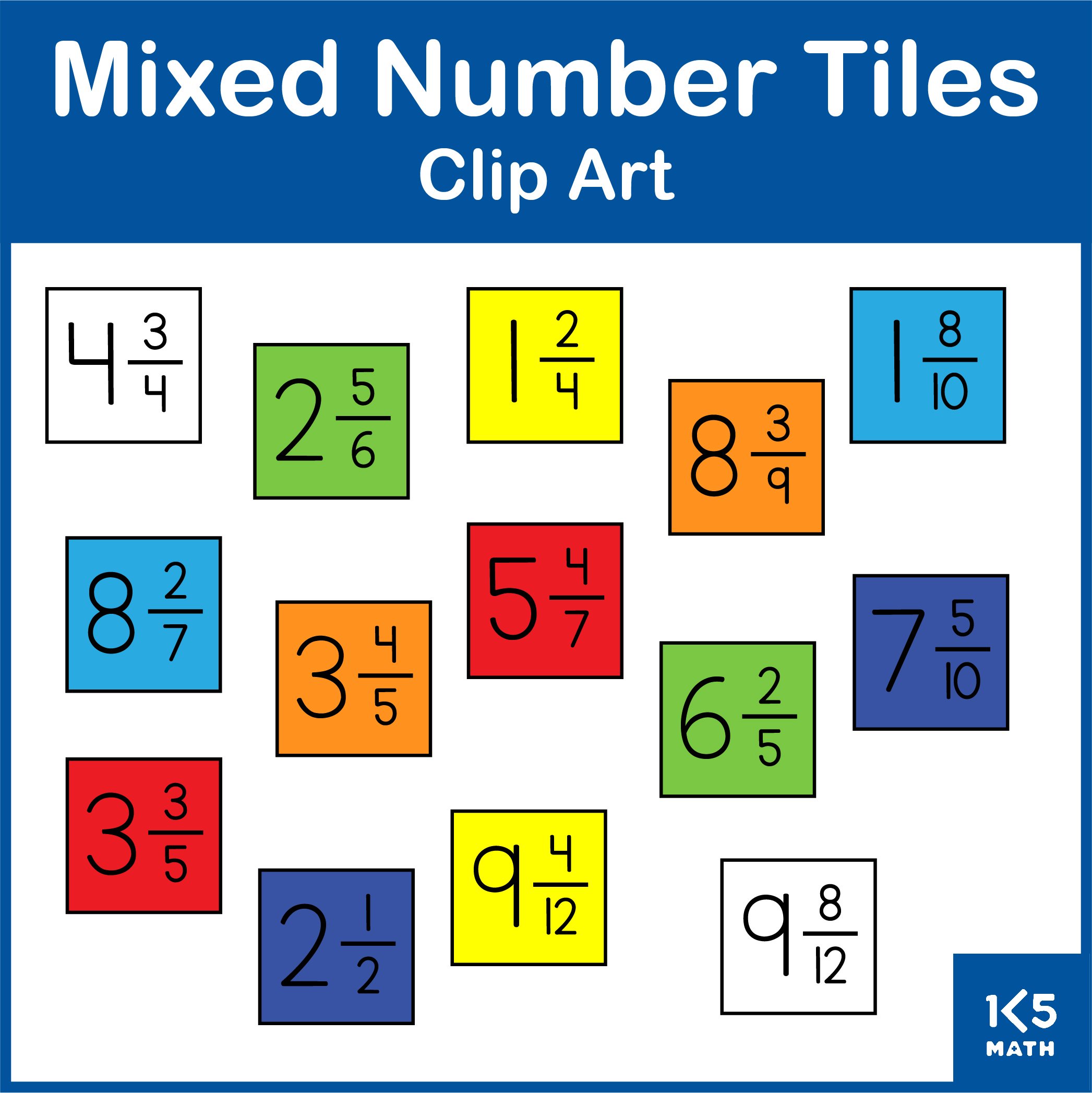 Mixed Number Tiles Clip Art